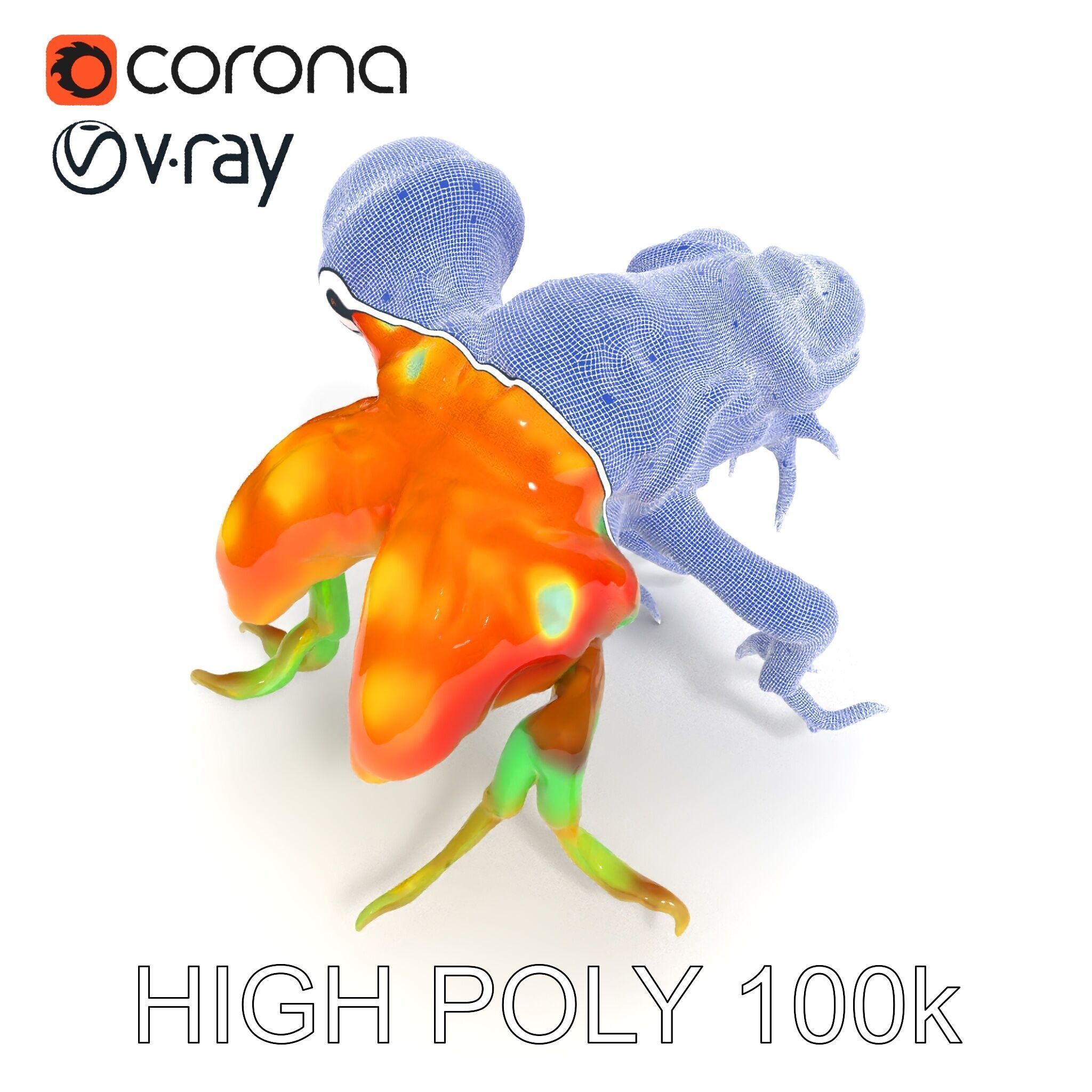 Colorful Alien Creature D Model Pack Low-poly 3D model_24
