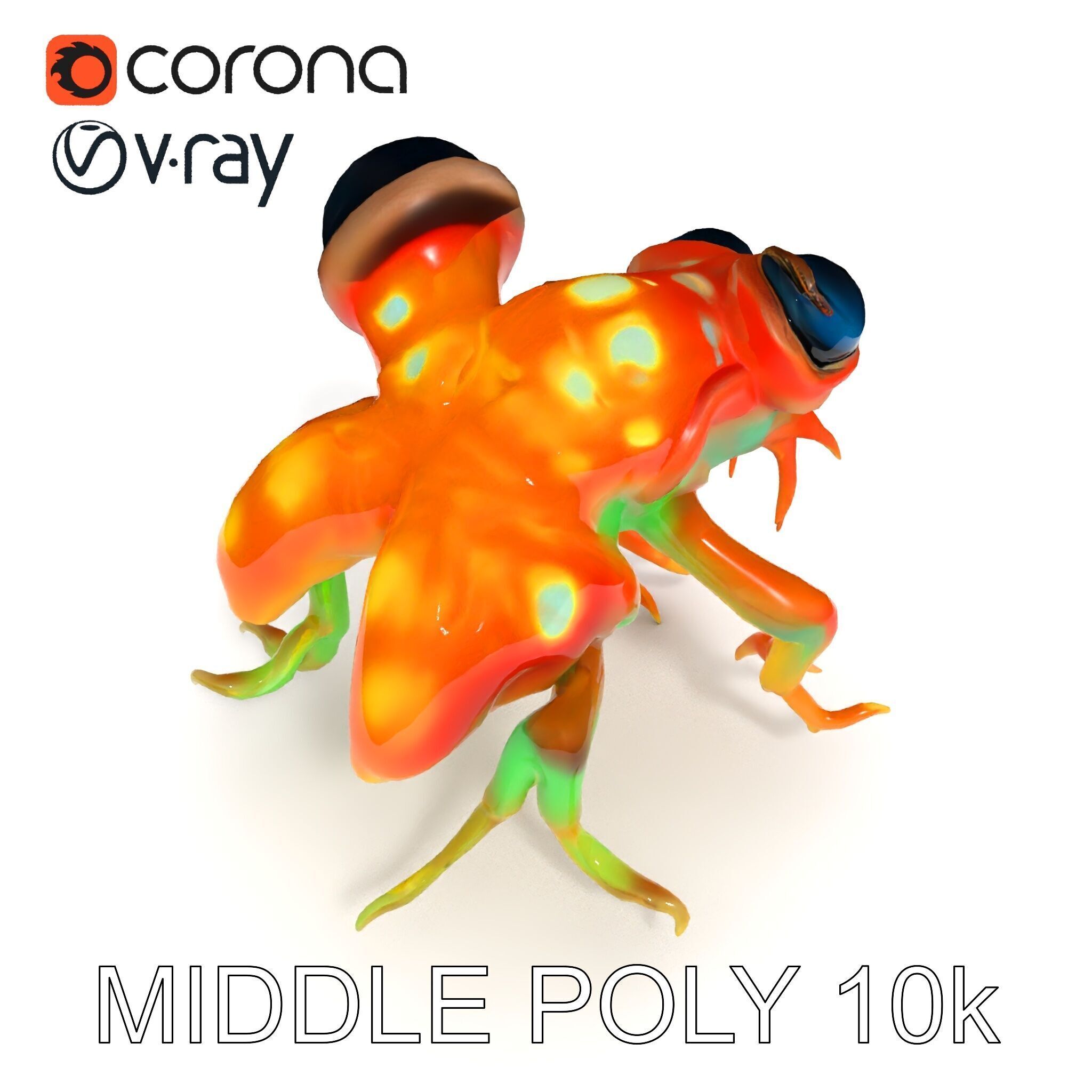 Colorful Alien Creature D Model Pack Low-poly 3D model_19