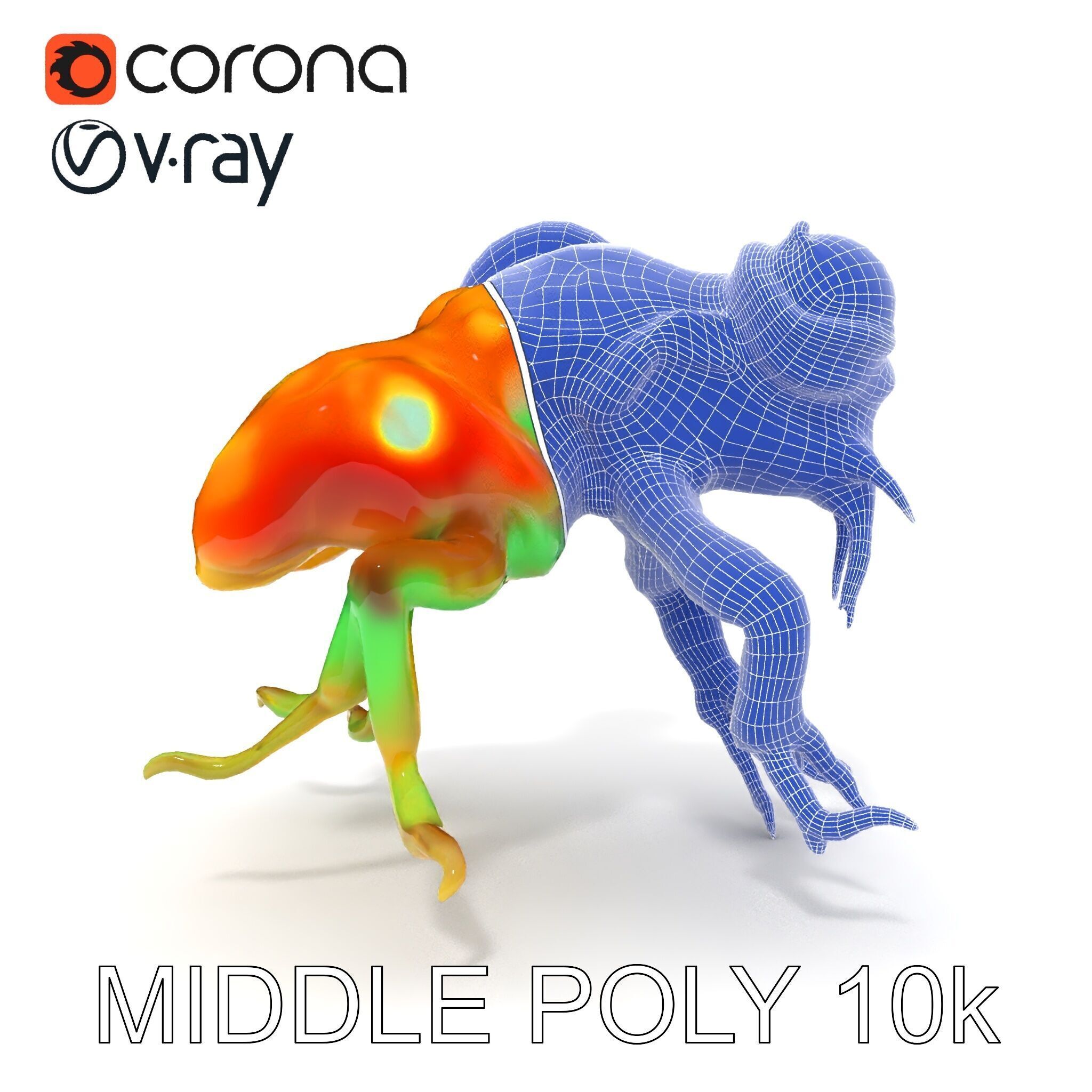 Colorful Alien Creature D Model Pack Low-poly 3D model_11