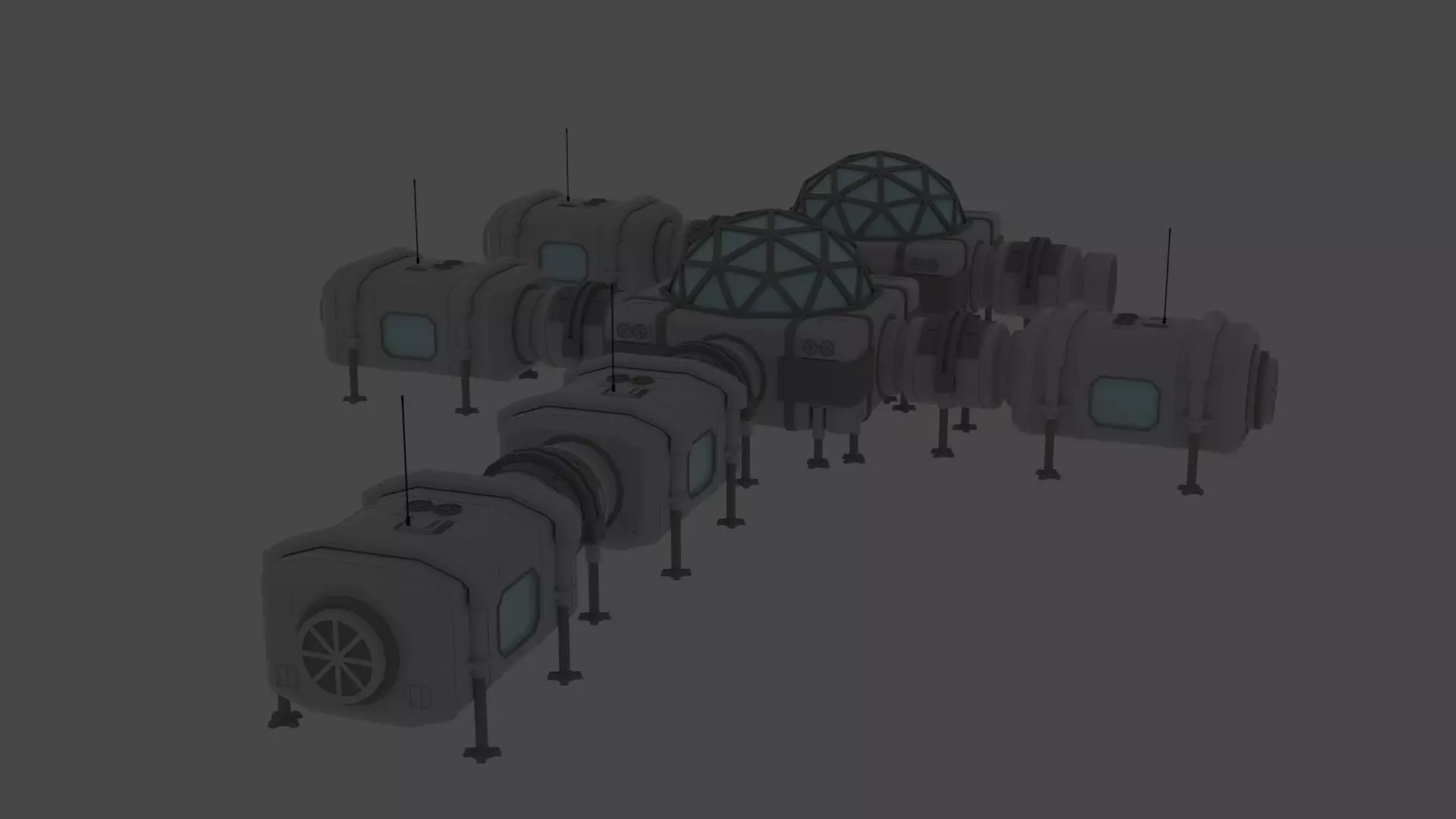 Desert planet colony Free 3D model