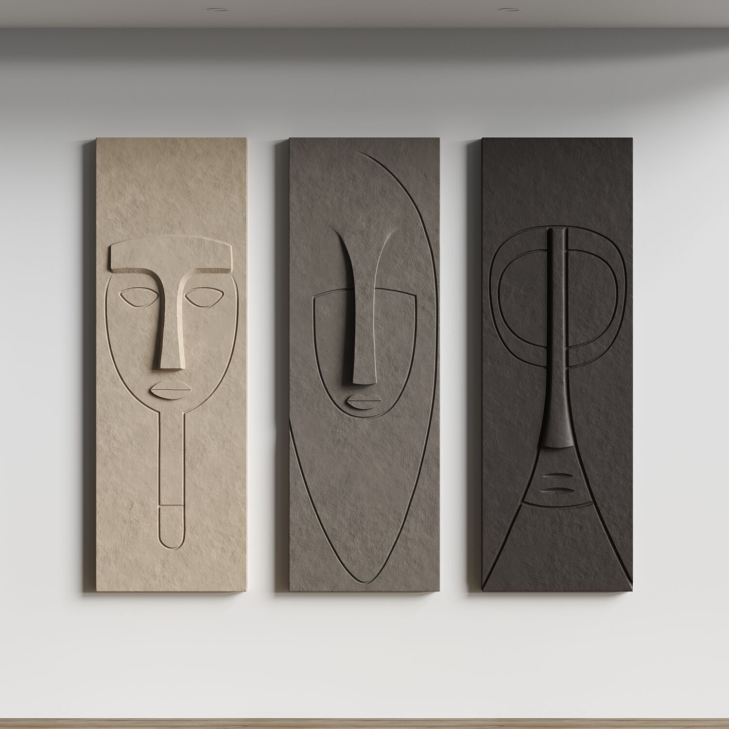 Abstract faces wall decor 3D model_1