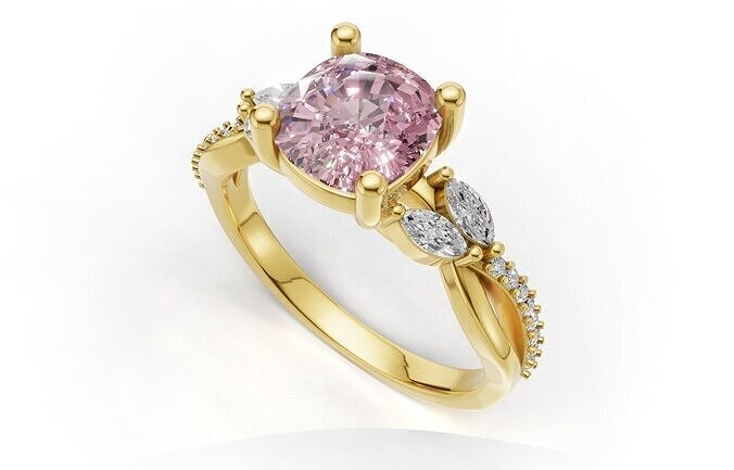 Elegant Pink Sapphire Diamond Ring 3D print model
