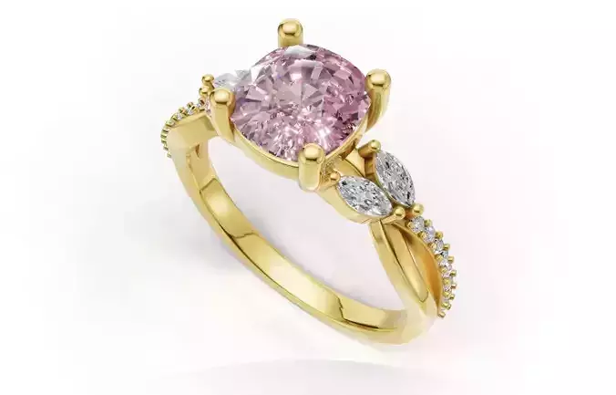 Elegant Pink Sapphire Diamond Ring