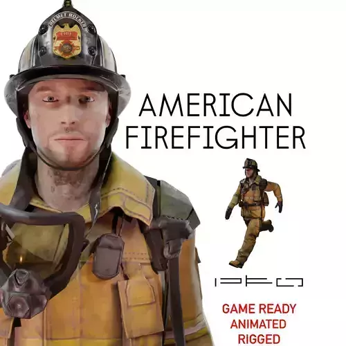 American Fire Fighter Low-poly 3D model
