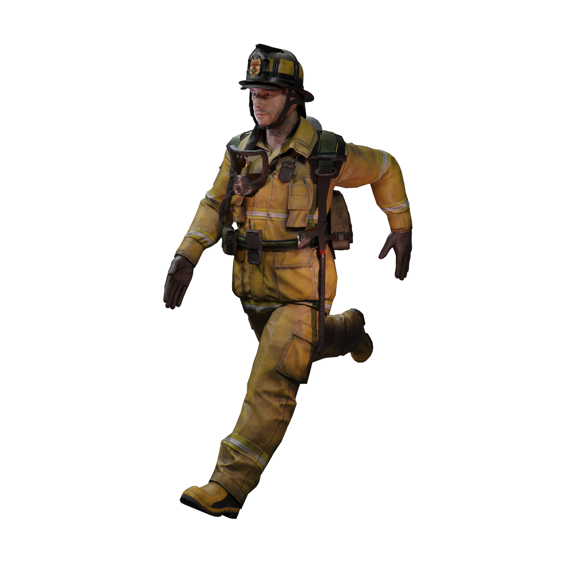 American Fire Fighter Low-poly 3D model_1