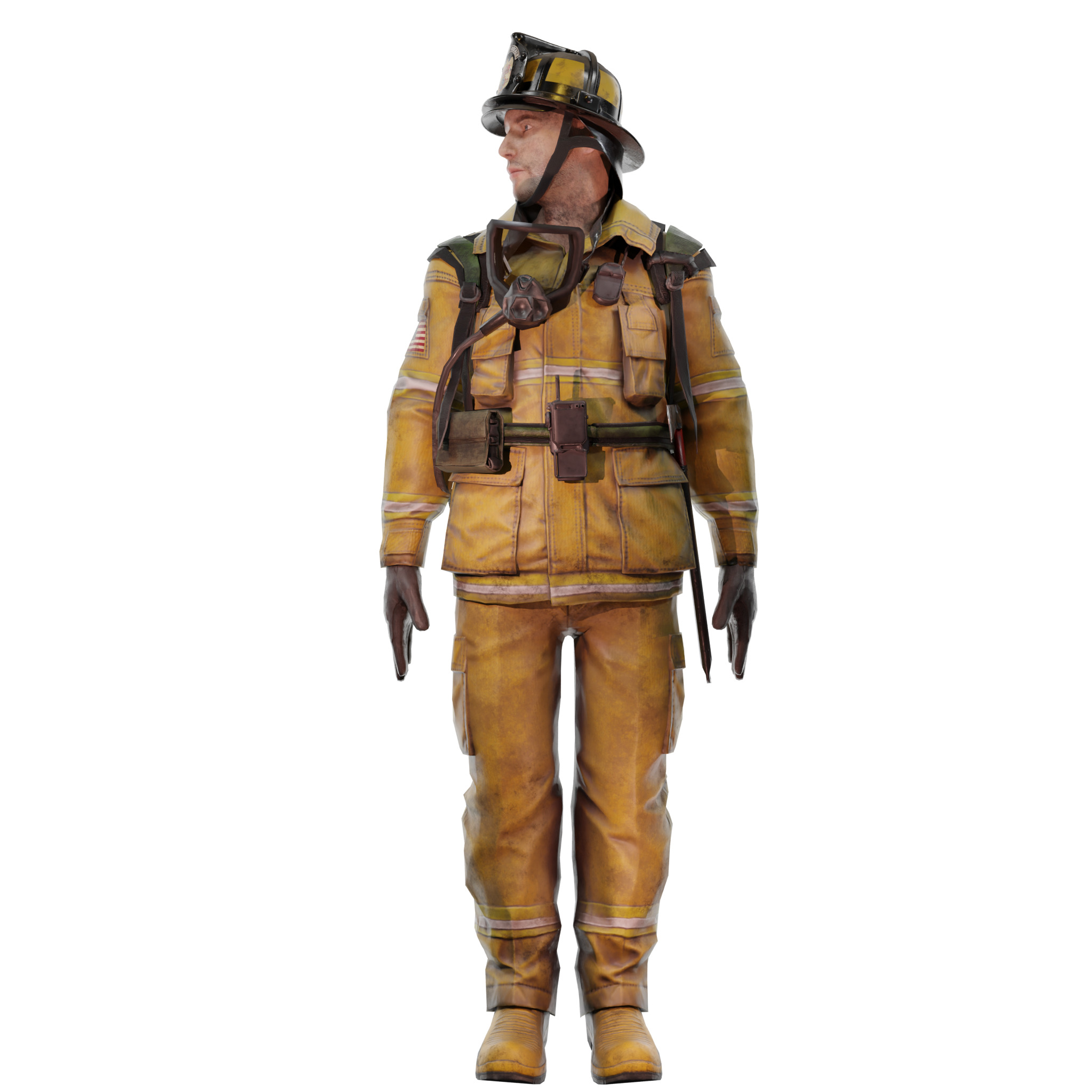 American Fire Fighter Low-poly 3D model_4