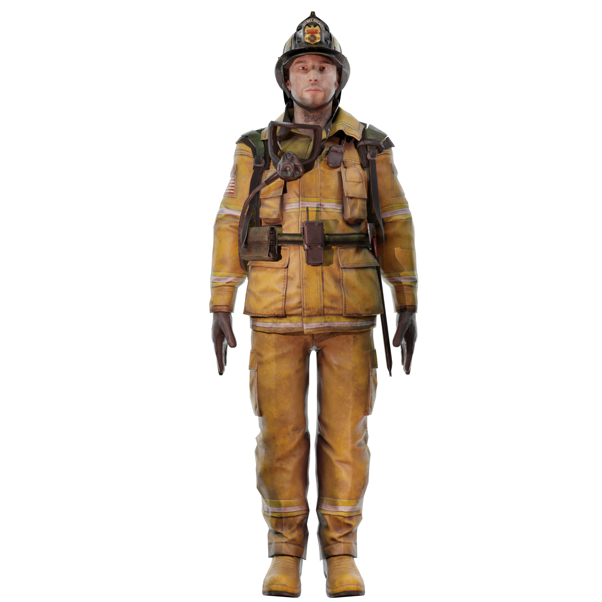 American Fire Fighter Low-poly 3D model_2