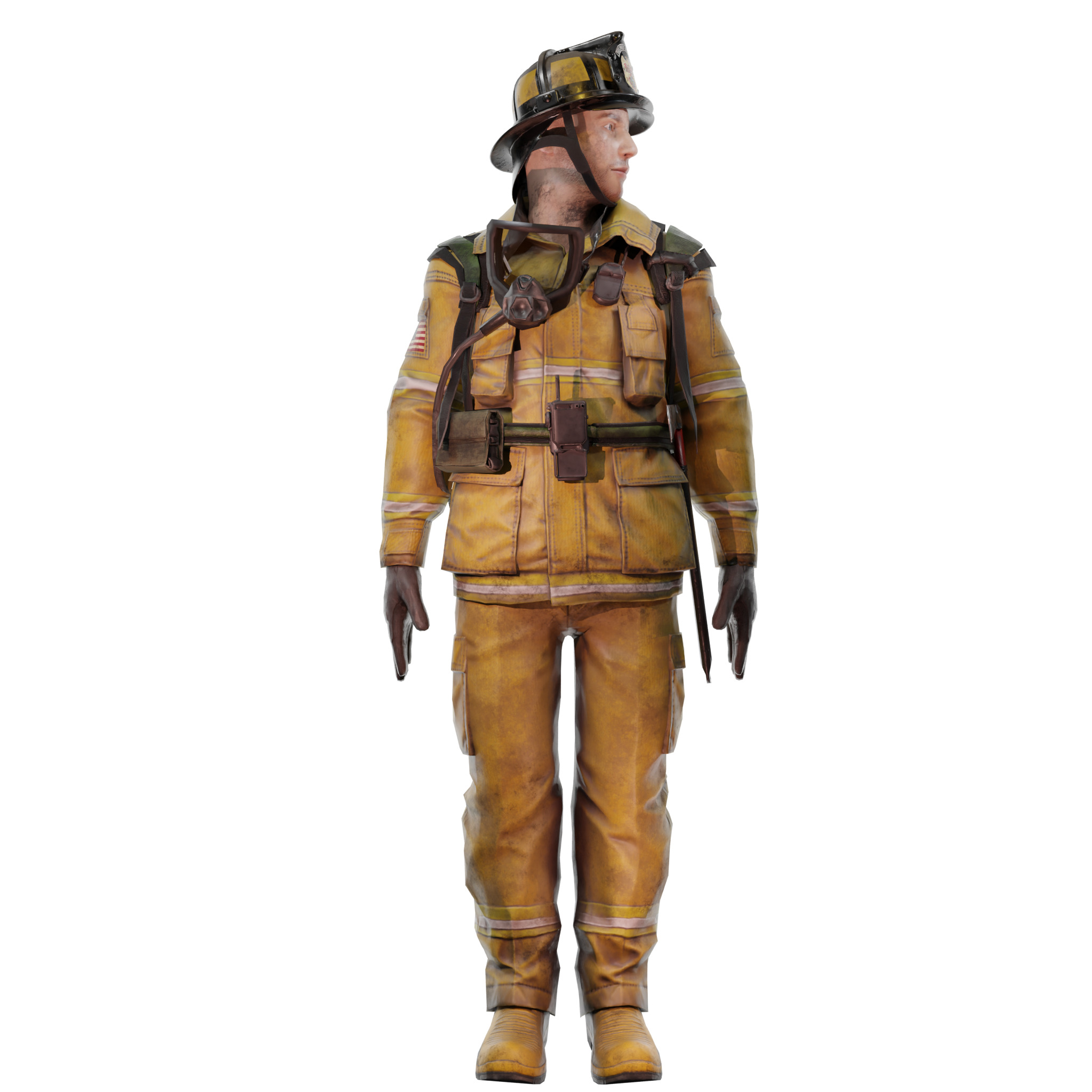 American Fire Fighter Low-poly 3D model_3