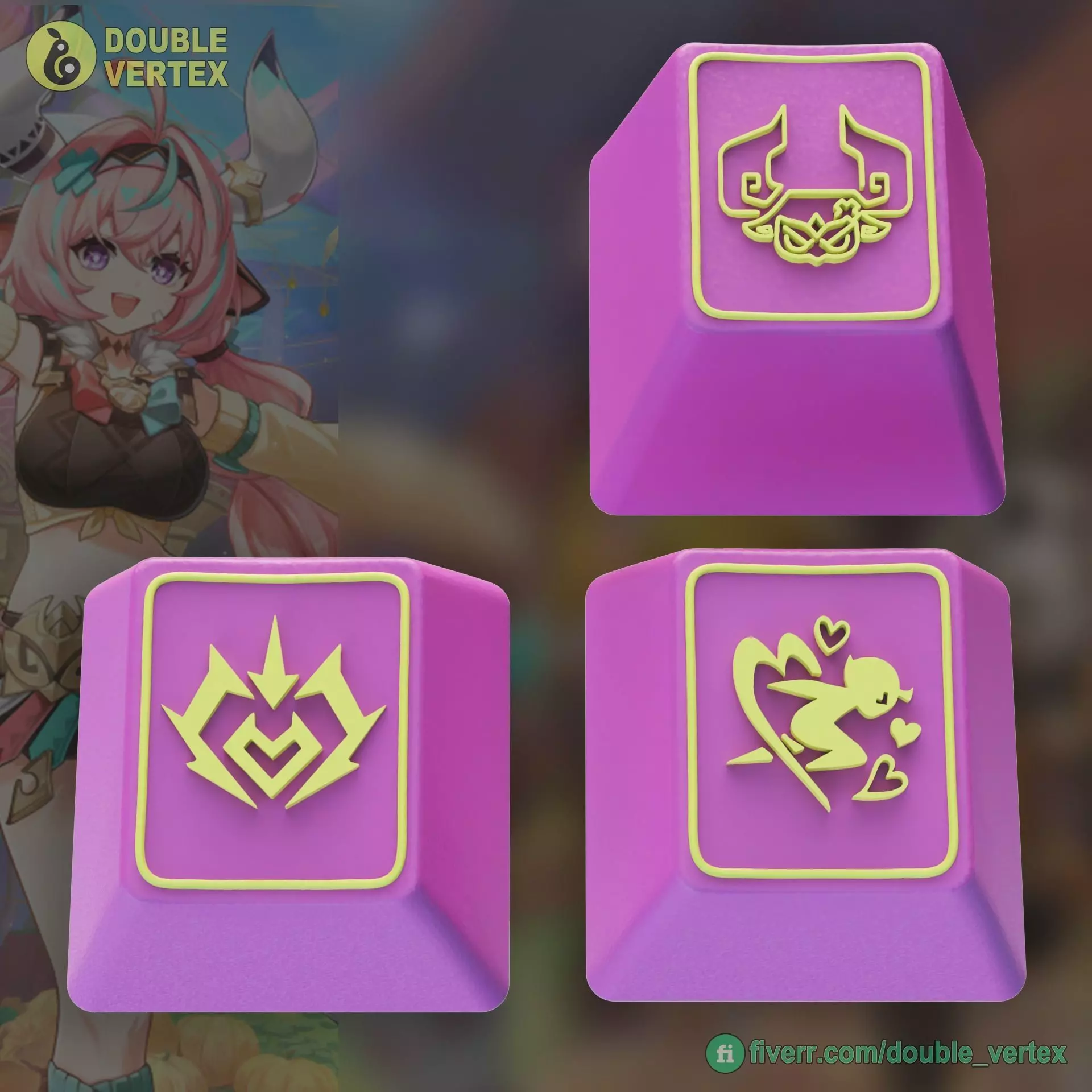 Genshin Impact Varessa Keycaps - OEM Profile 3D print model