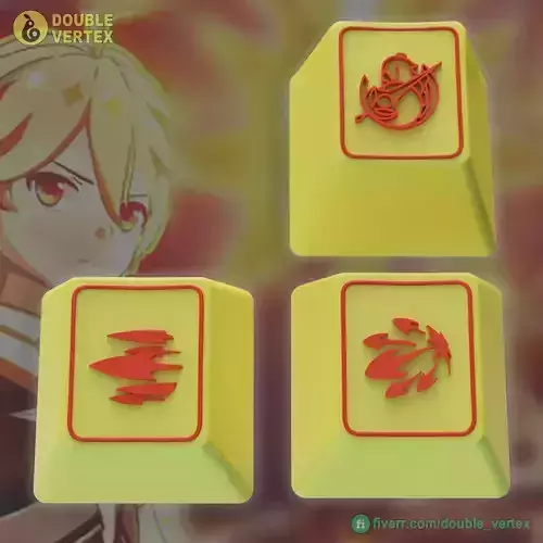 Genshin Impact Pyro Traveler Keycaps - OEM Profile 3D print model