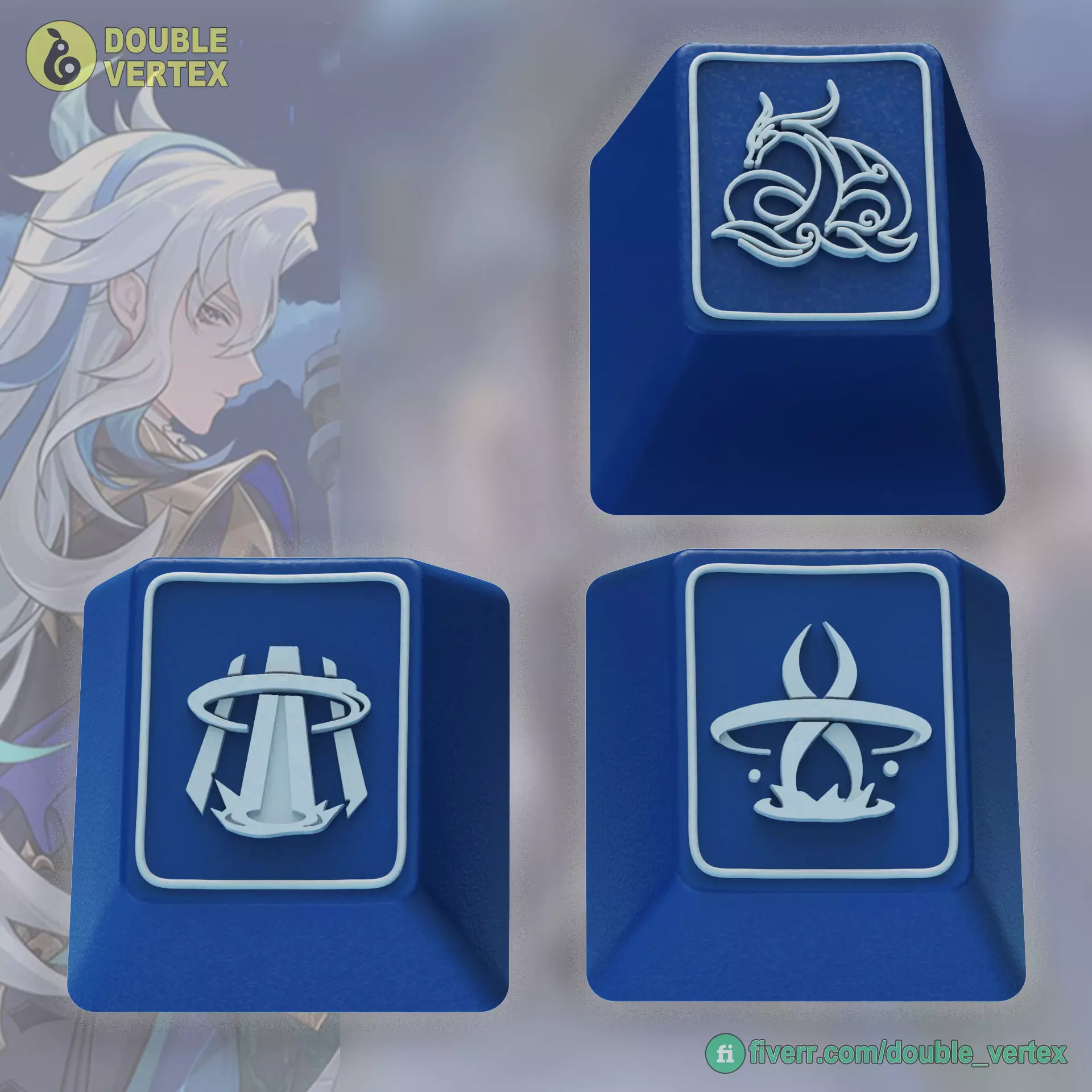 Genshin Impact Neuvilette Keycaps - OEM Profile 3D print model