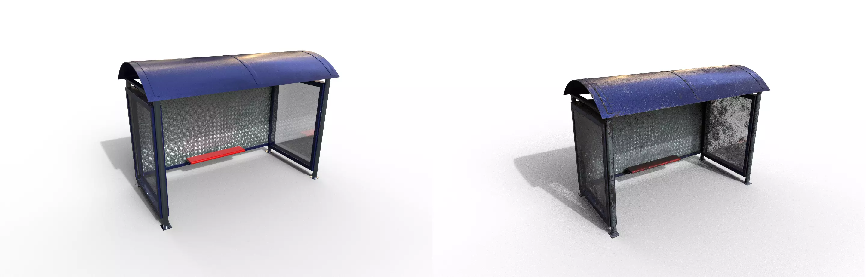 Pack 2 Modern bus stop Low-poly 3D model_0