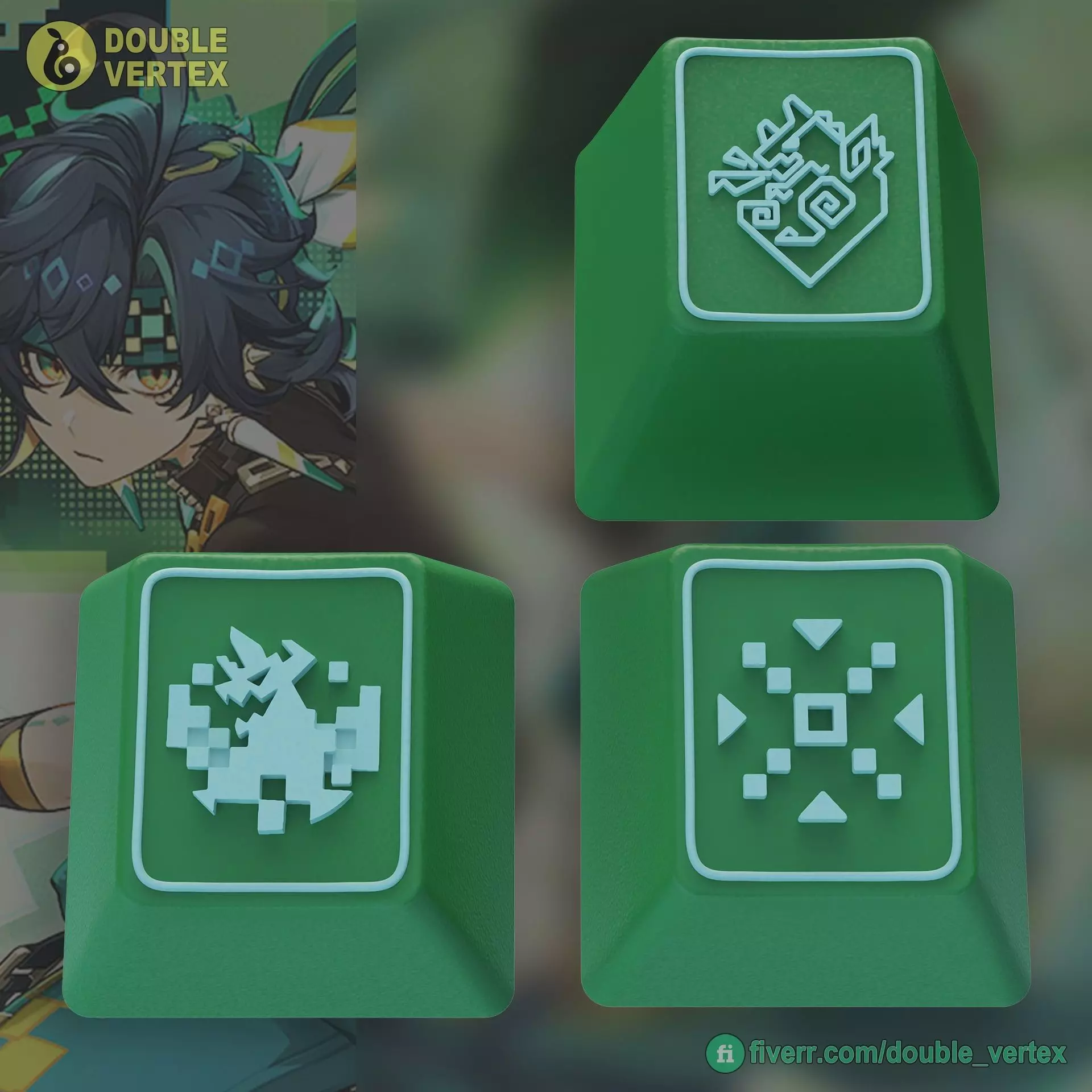 Genshin Impact Kinich Keycaps - OEM Profile Free 3D print model_0