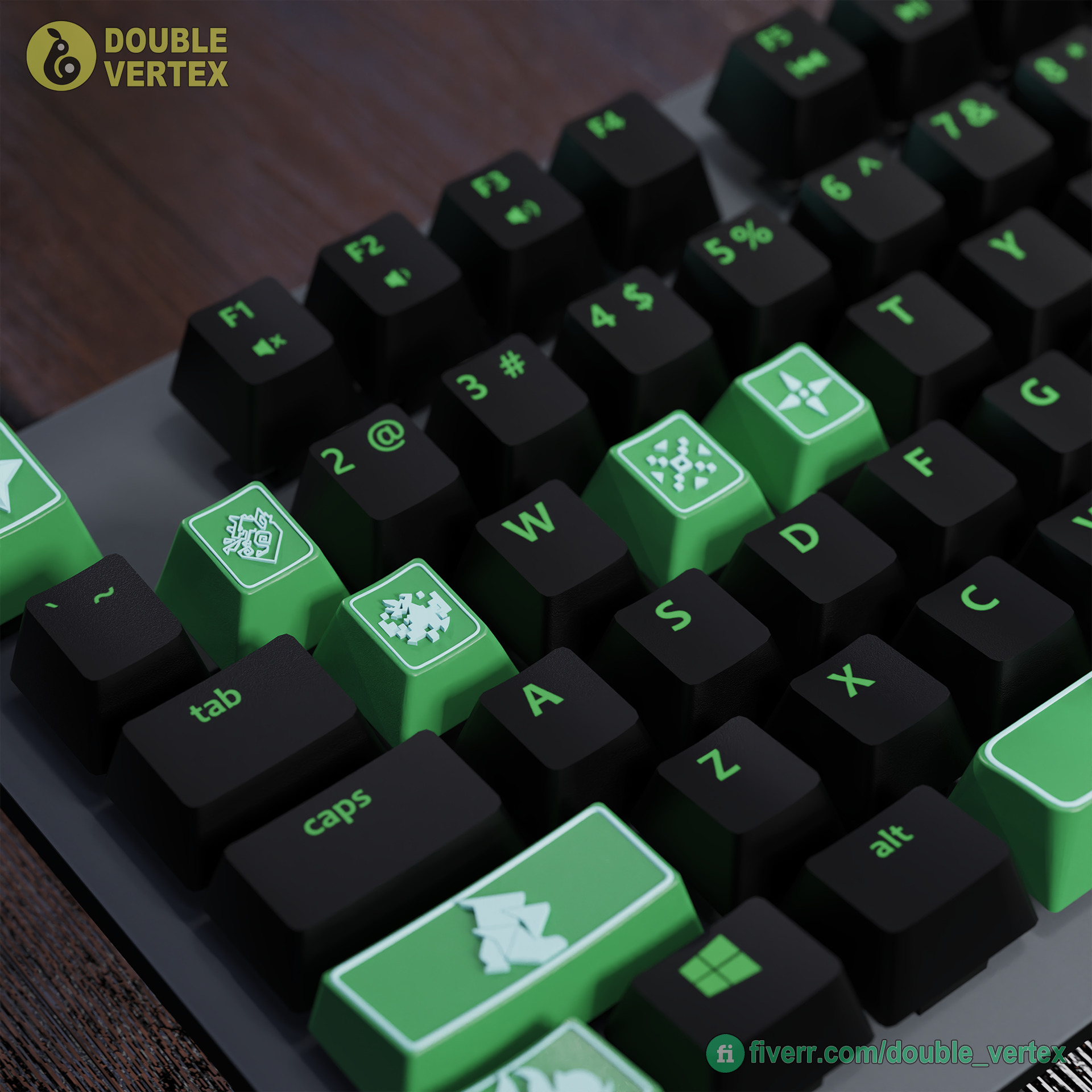 Genshin Impact Kinich Keycaps - OEM Profile Free 3D print model_2