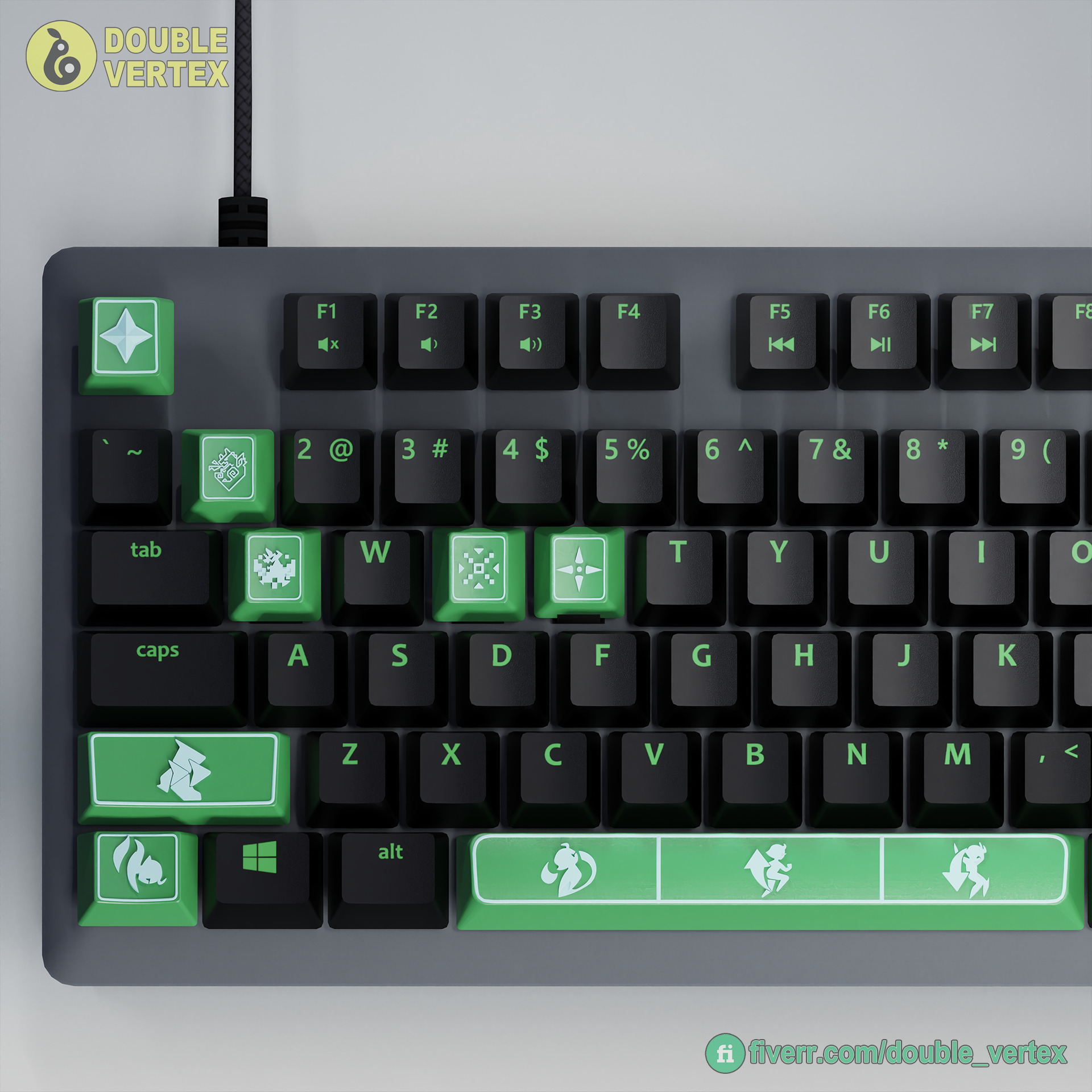 Genshin Impact Kinich Keycaps - OEM Profile Free 3D print model_4