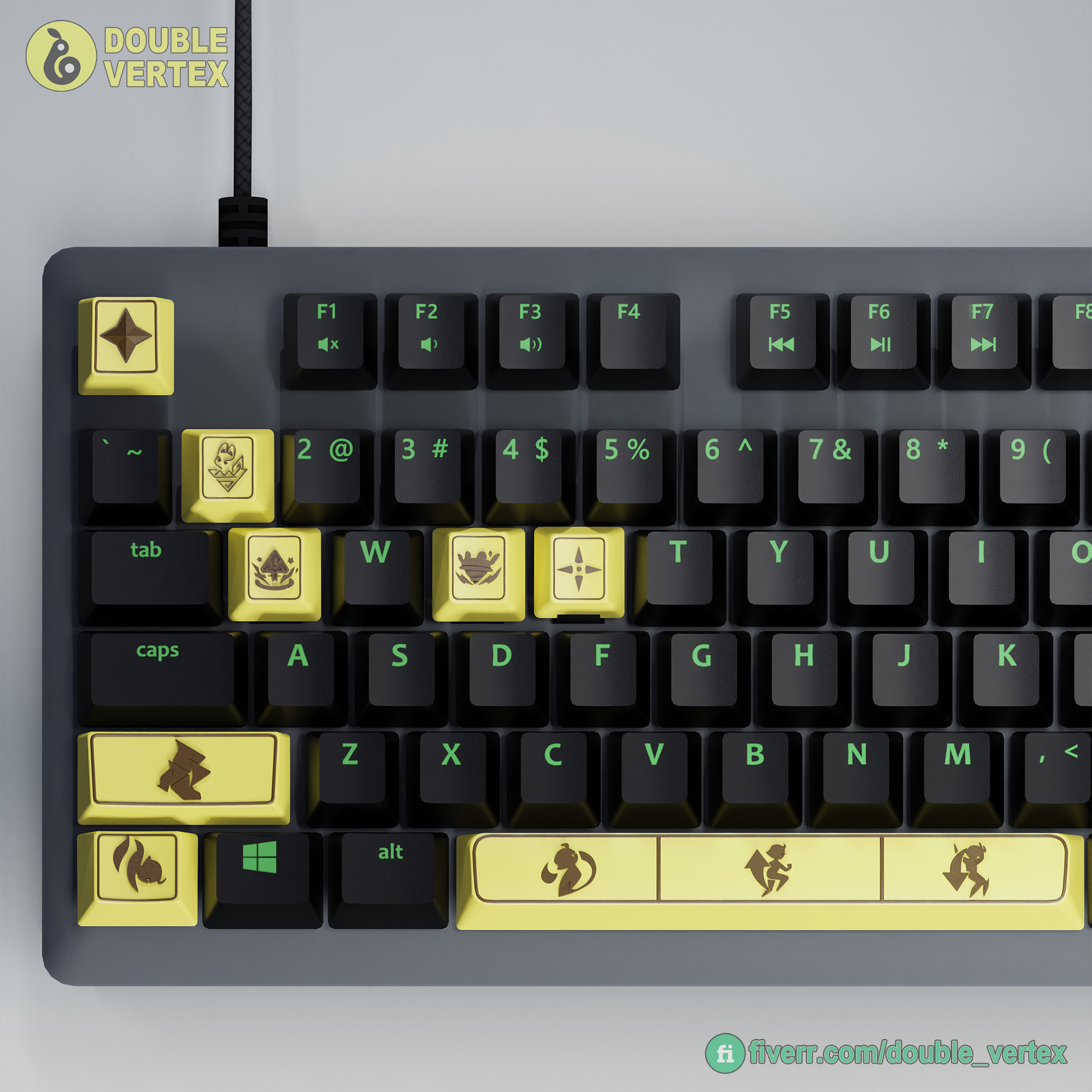 Genshin Impact Kachina Keycaps - OEM Profile Free 3D print model_3