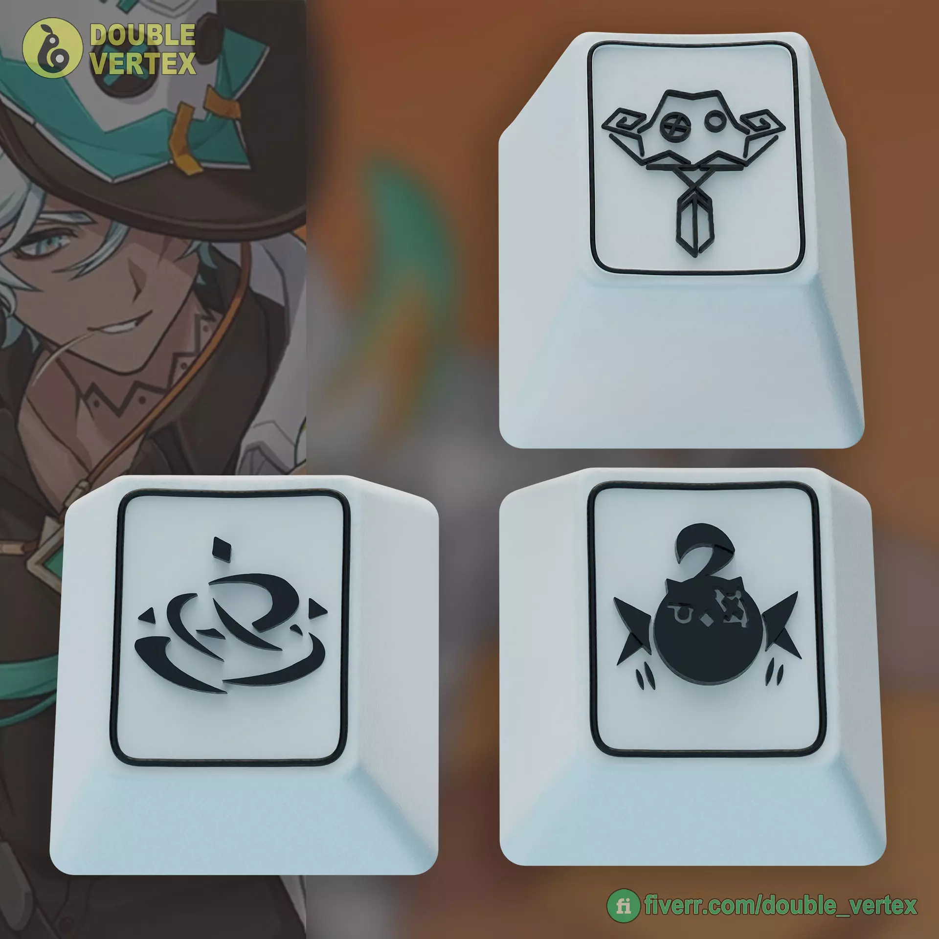 Genshin Impact Ifa Keycaps - OEM Profile 3D print model