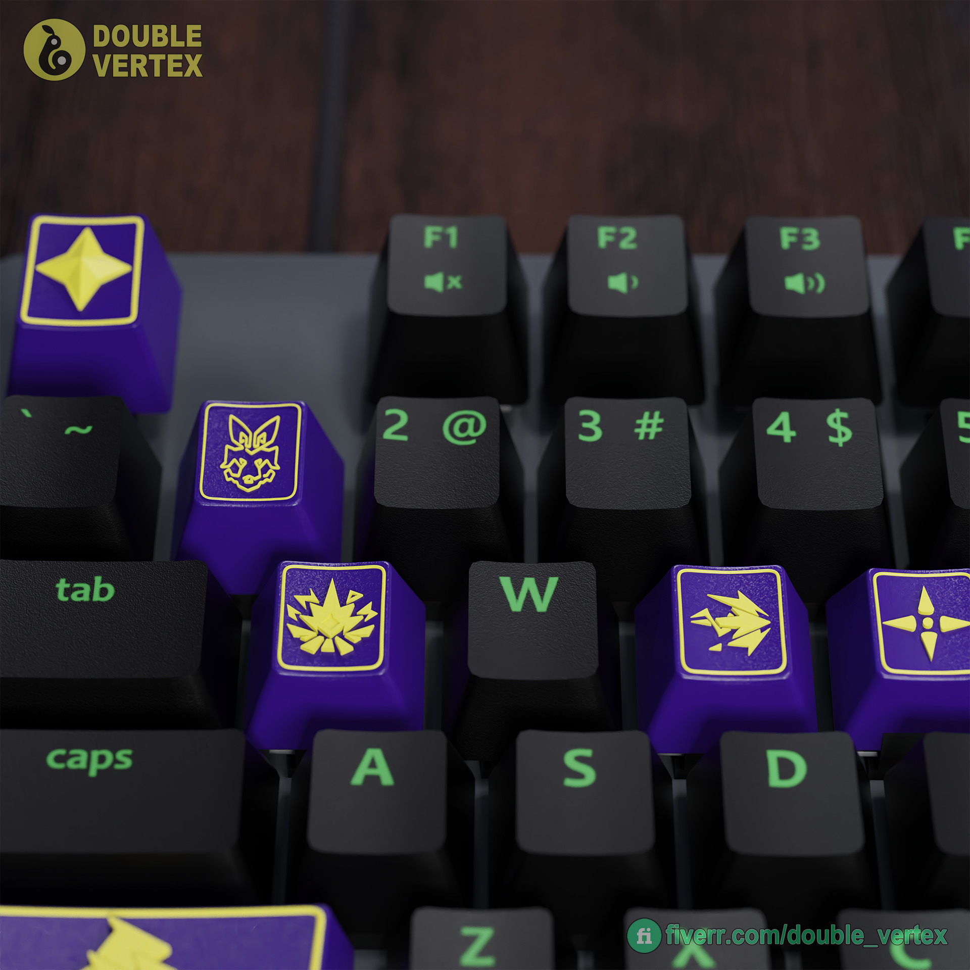 Genshin Impact Ianshan Keycaps - OEM Profile 3D print model_1