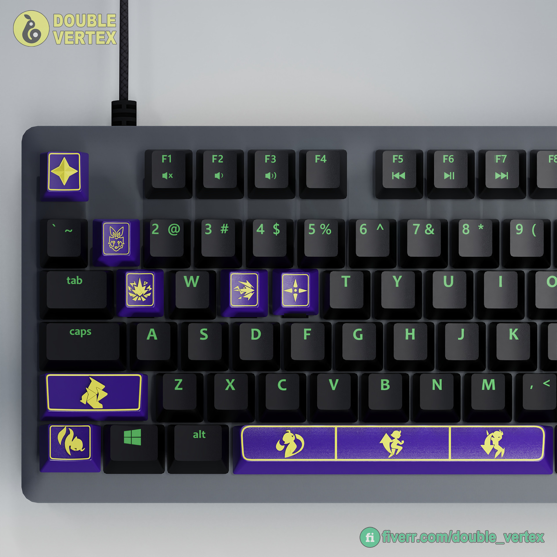 Genshin Impact Ianshan Keycaps - OEM Profile 3D print model_4