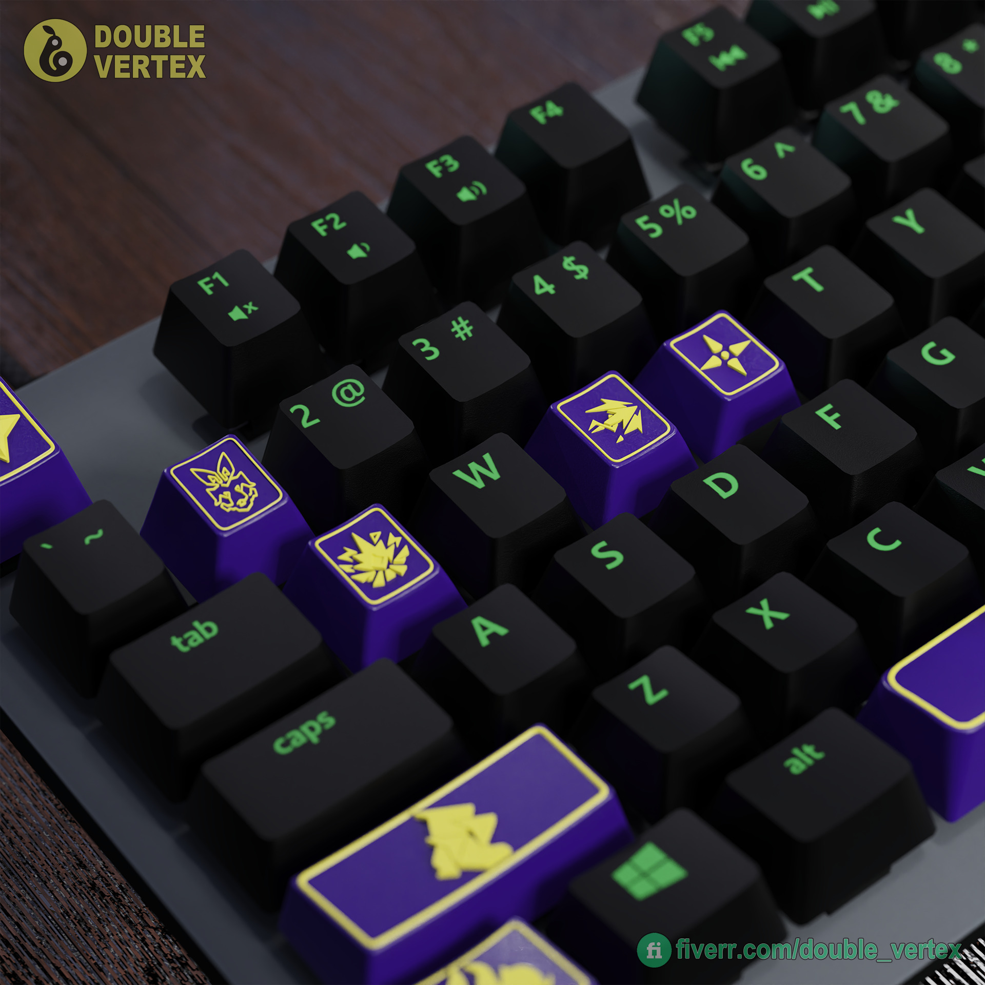 Genshin Impact Ianshan Keycaps - OEM Profile 3D print model_2