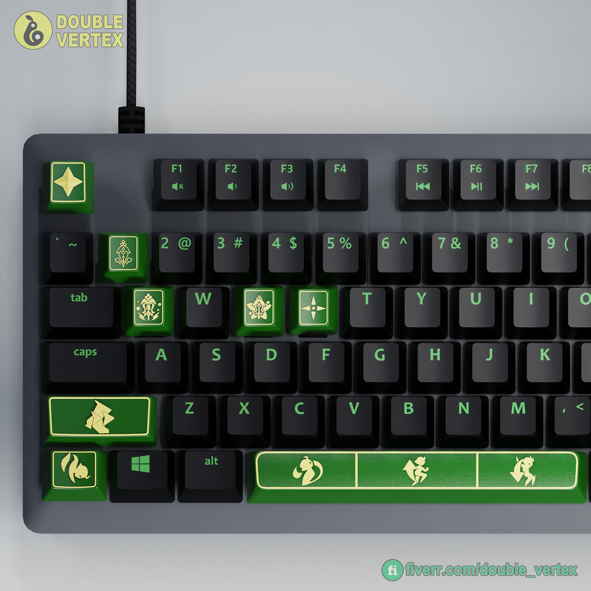 Genshin Impact Emilie Keycaps - OEM Profile 3D print model_4