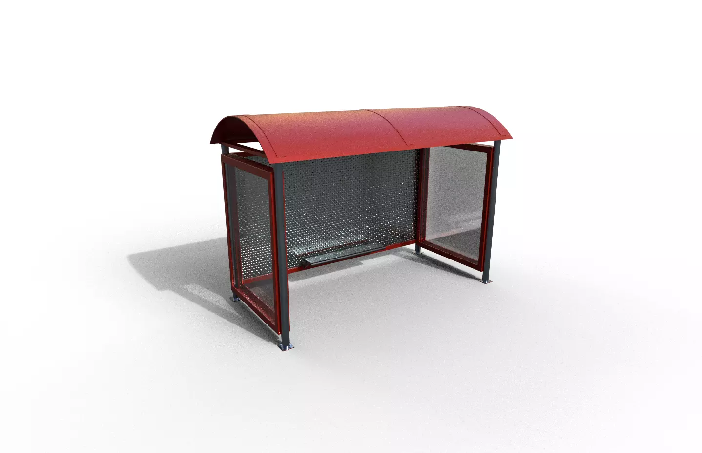 Modern bus stop Low-poly 3D model_0