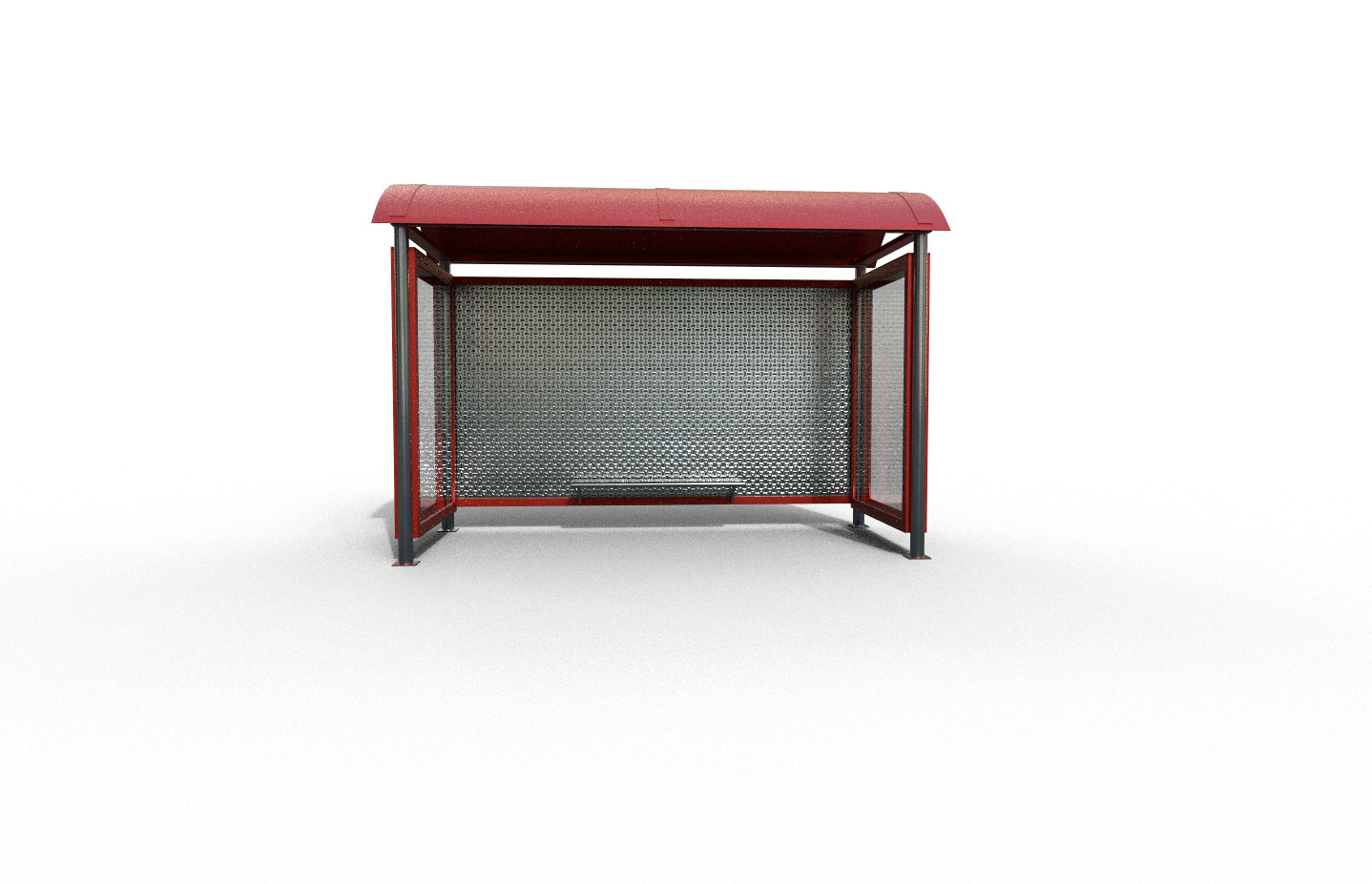 Modern bus stop Low-poly 3D model_1