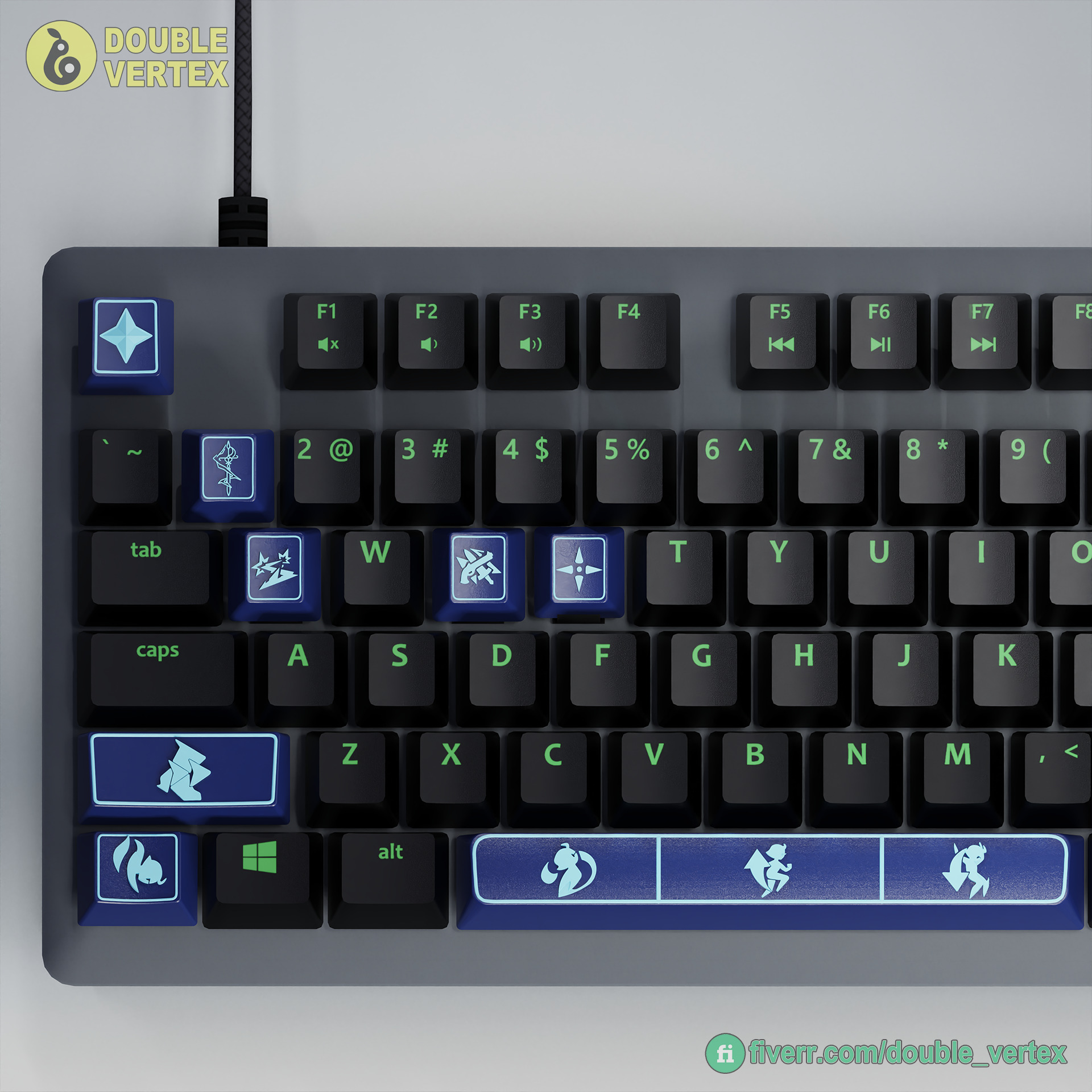 Genshin Impact Clorinde Keycaps - OEM Profile 3D print model Free 3D print model_4