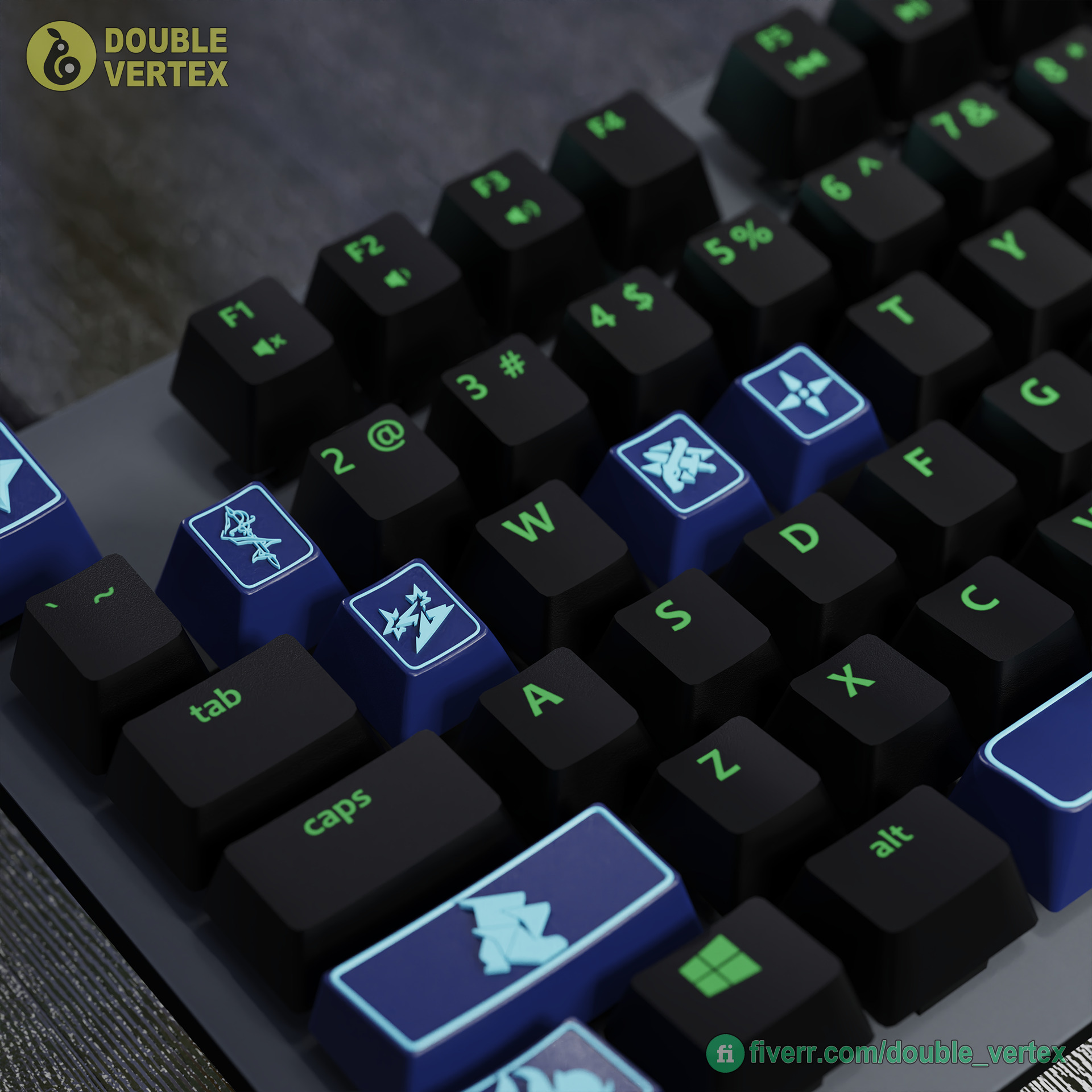 Genshin Impact Clorinde Keycaps - OEM Profile 3D print model Free 3D print model_2