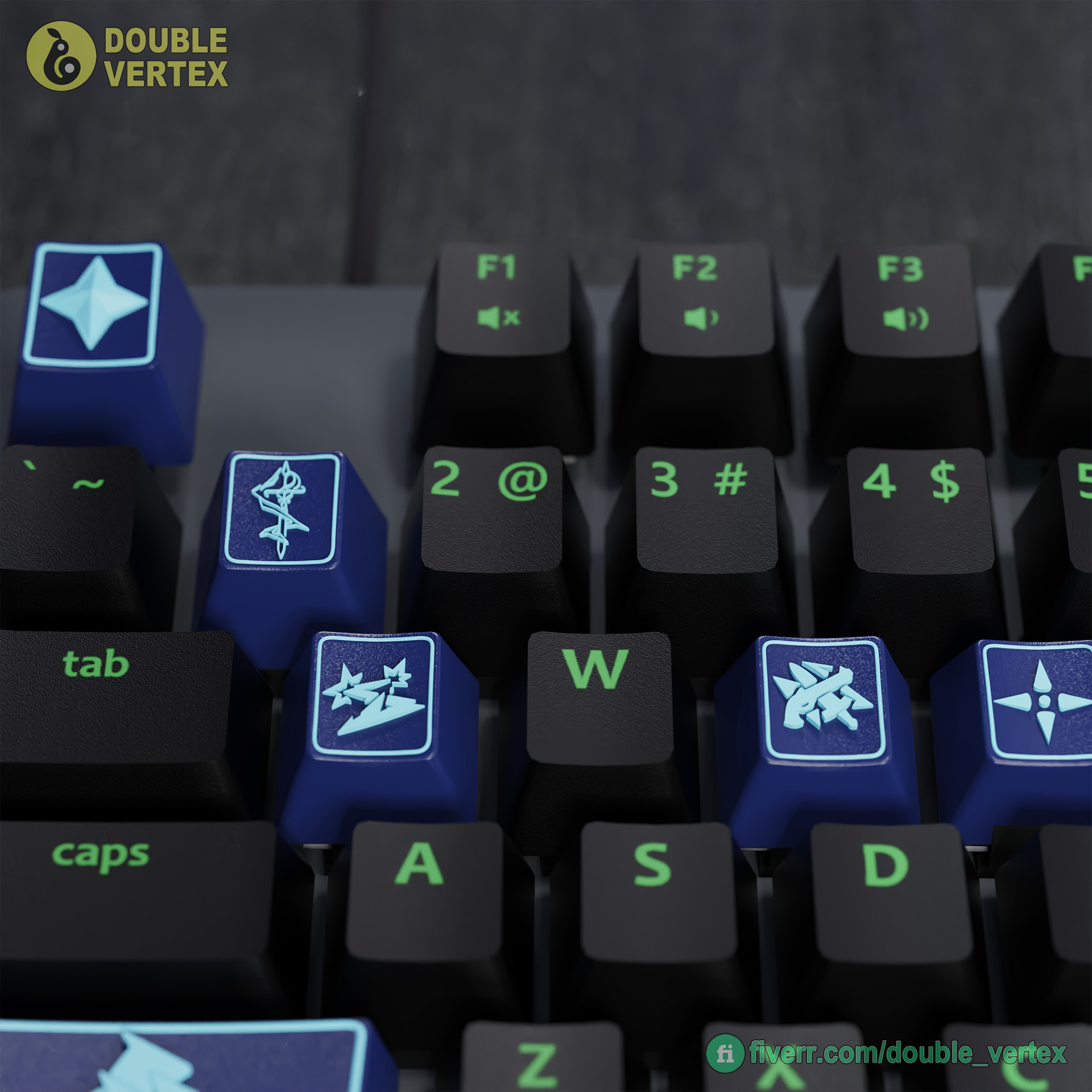 Genshin Impact Clorinde Keycaps - OEM Profile 3D print model Free 3D print model_1