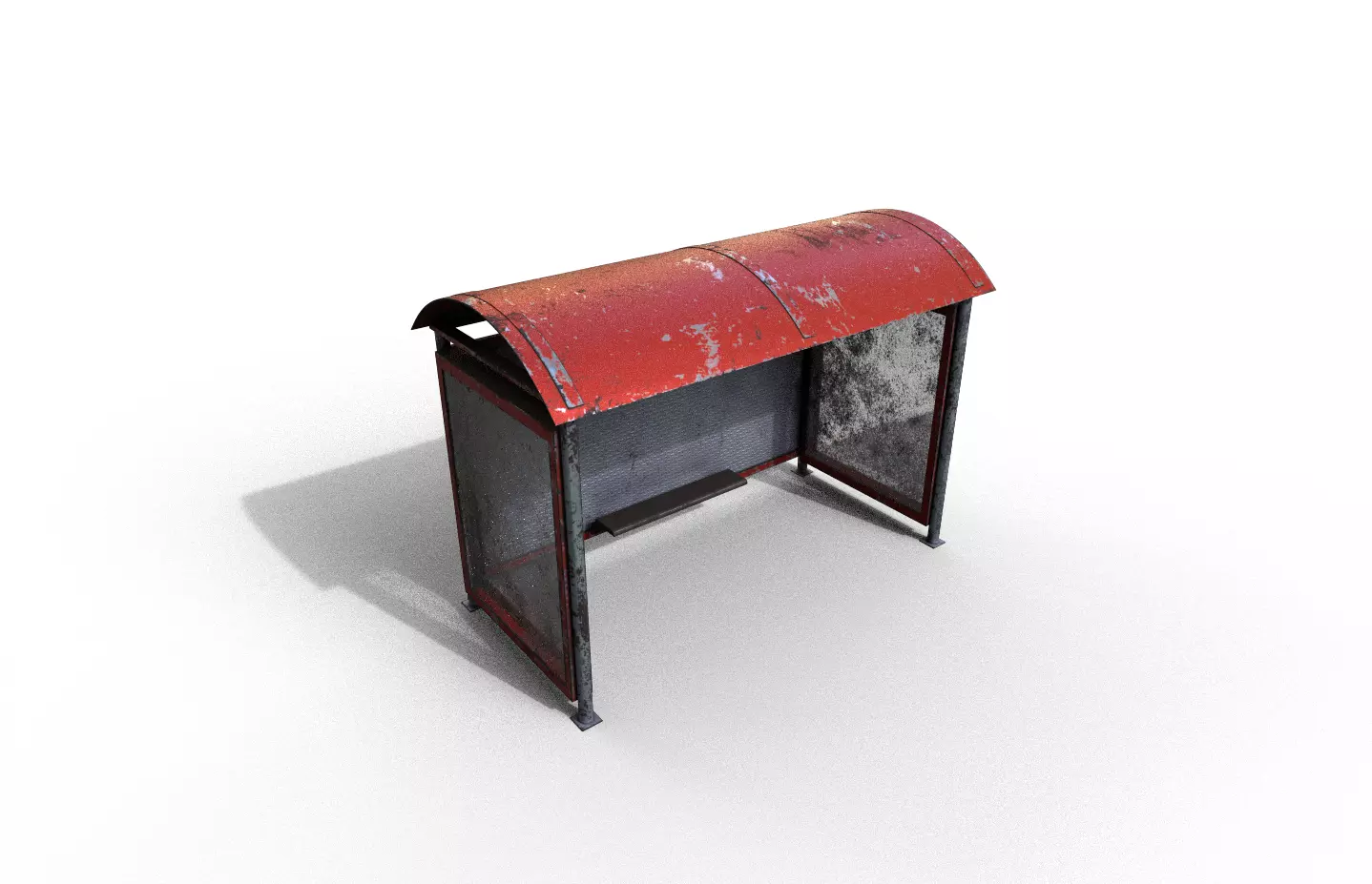 Old modern bus stop Terror Low-poly 3D model_0
