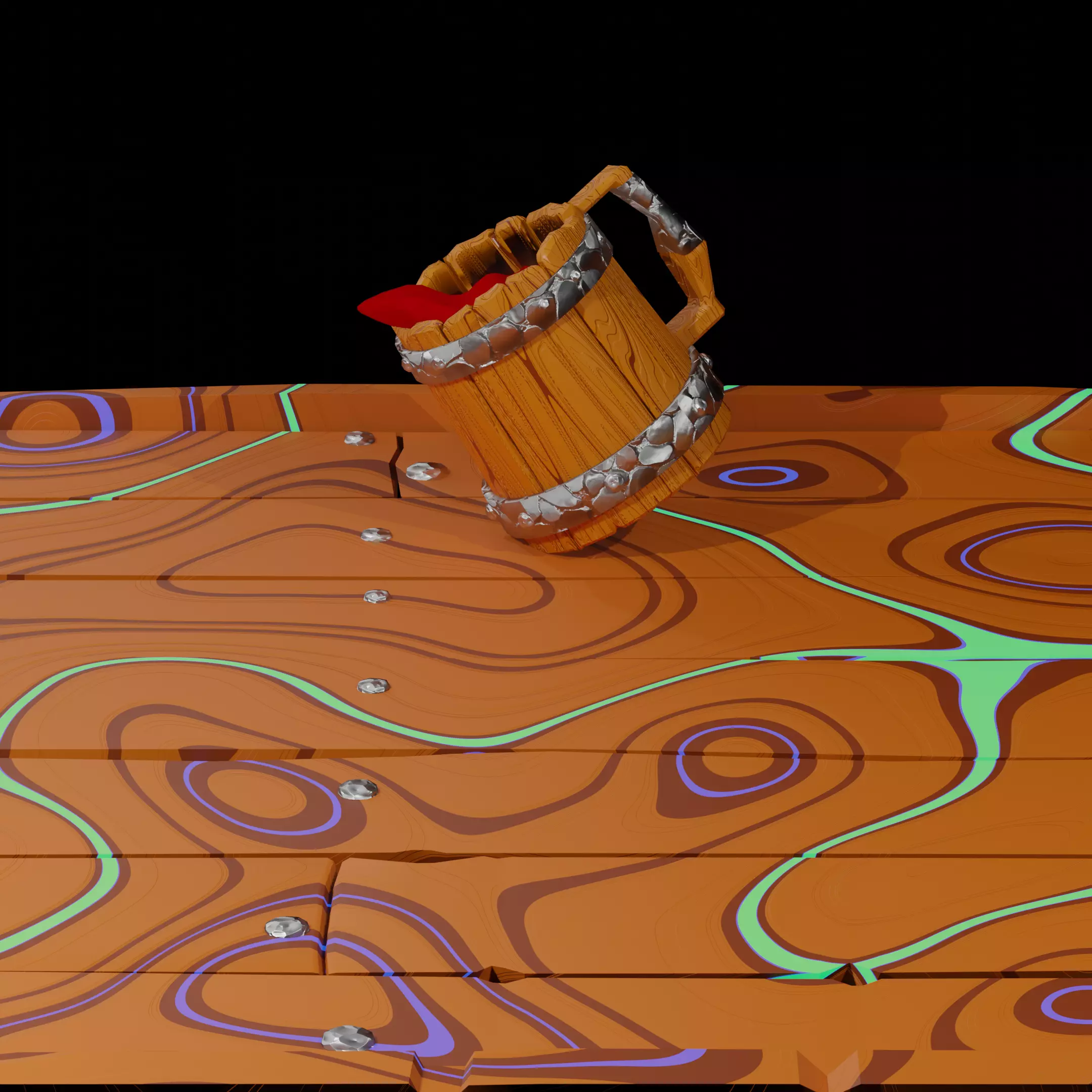 Stylized table floor and mug Free 3D model