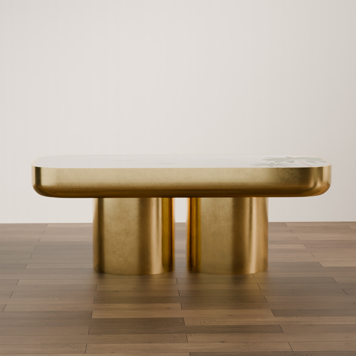 Modern Console Table Set with Golden Accents Low-poly 3D model_2