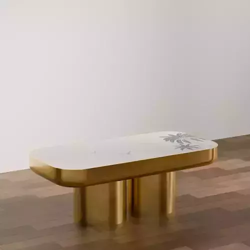 Modern Console Table Set with Golden Accents