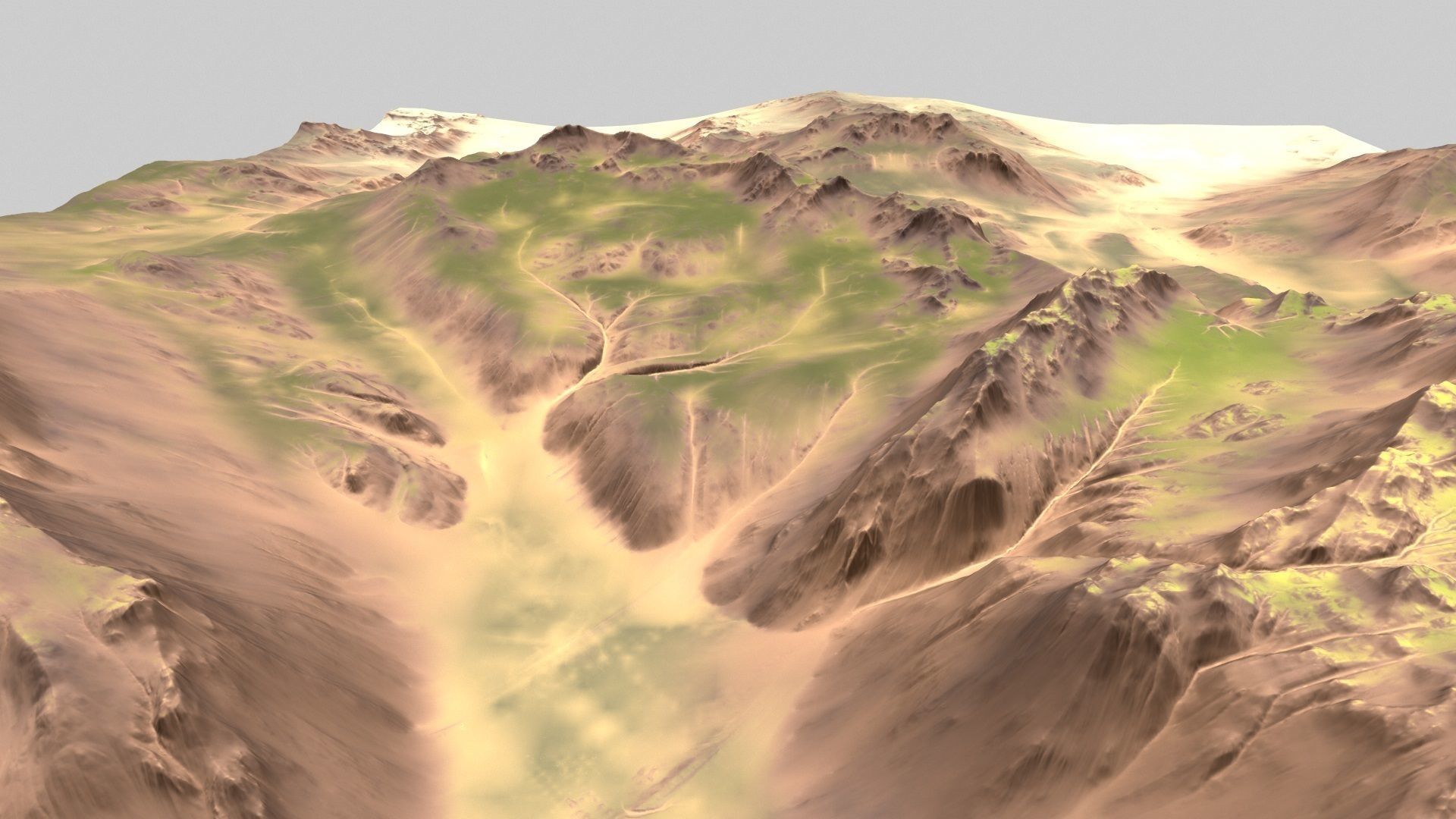 Terrain mountain in desert 3D model_1