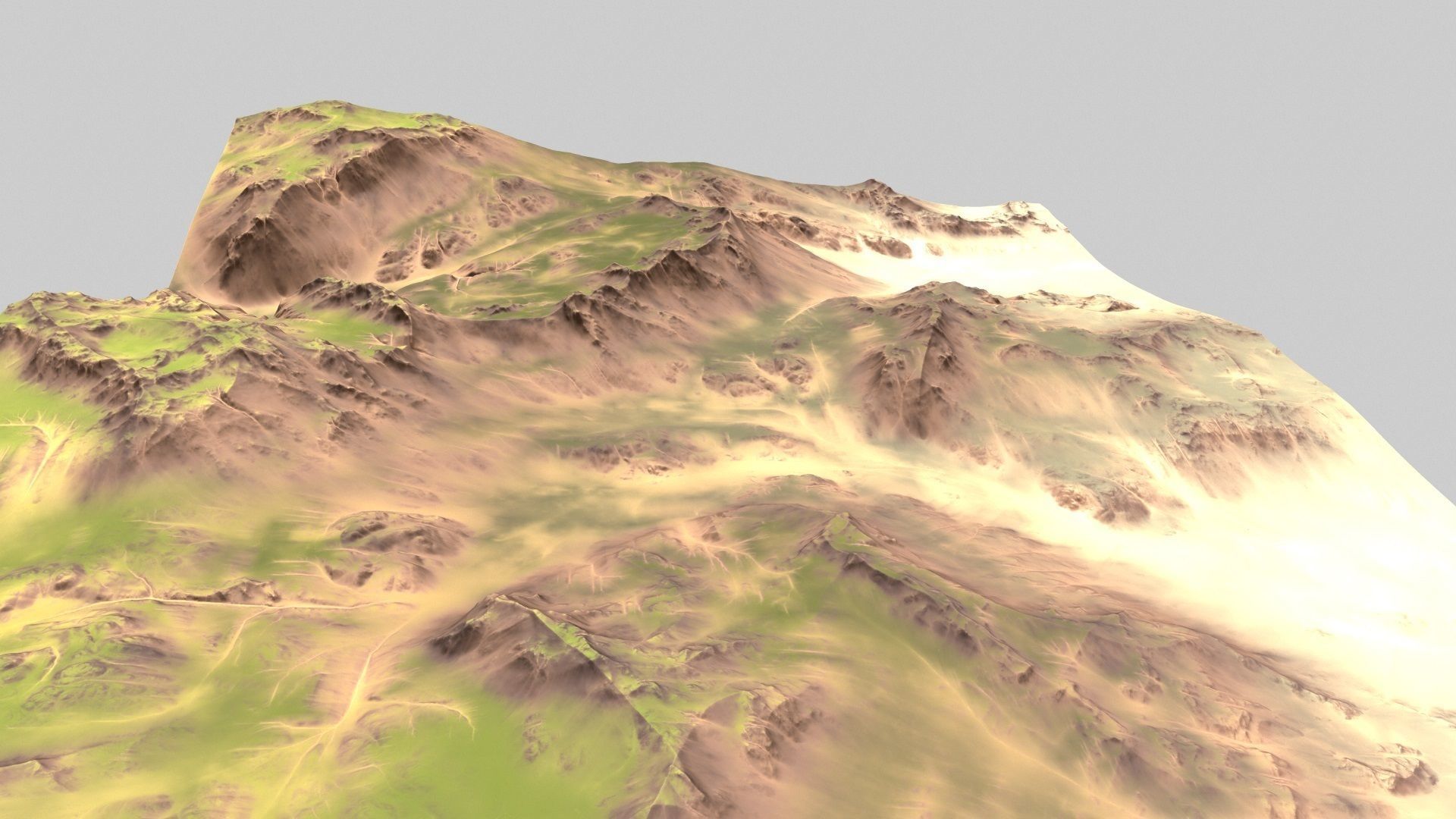 Terrain mountain in desert 3D model_4