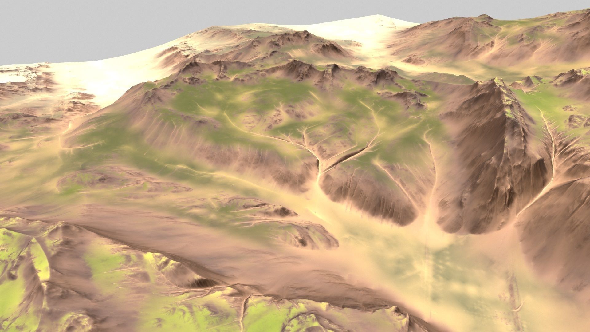 Terrain mountain in desert 3D model_2