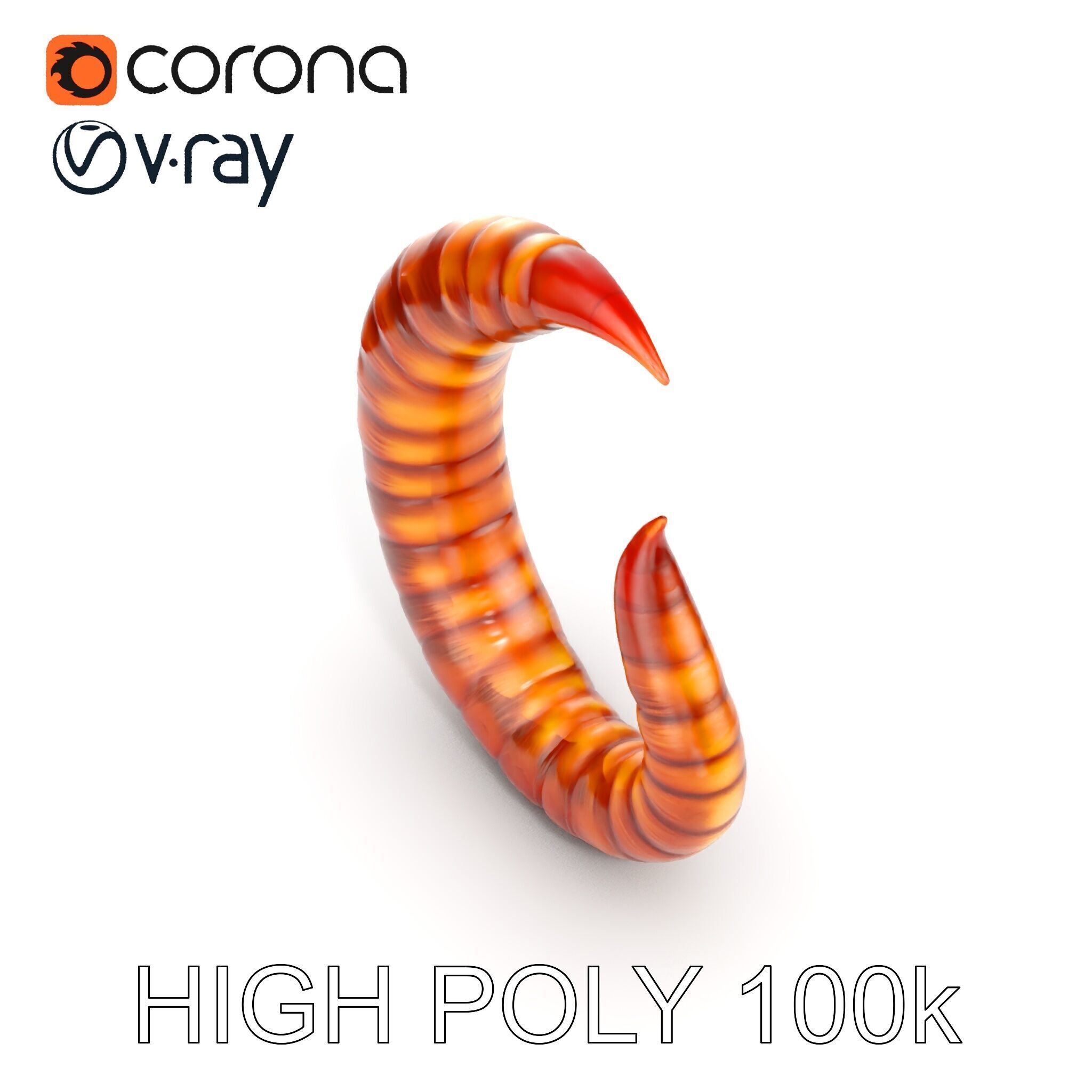 Segmented Creature Tail Model Pack Low-poly 3D model_34