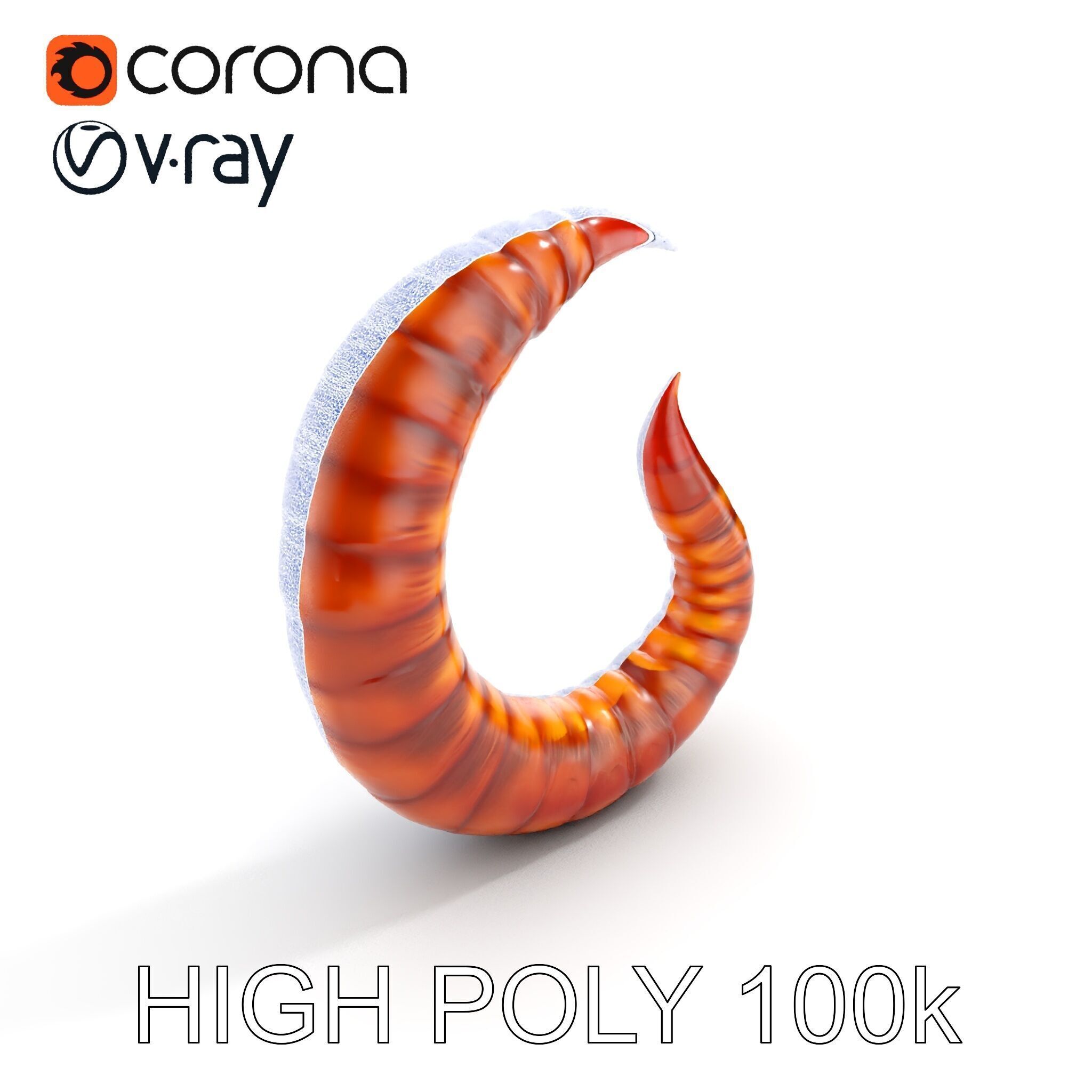 Segmented Creature Tail Model Pack Low-poly 3D model_22