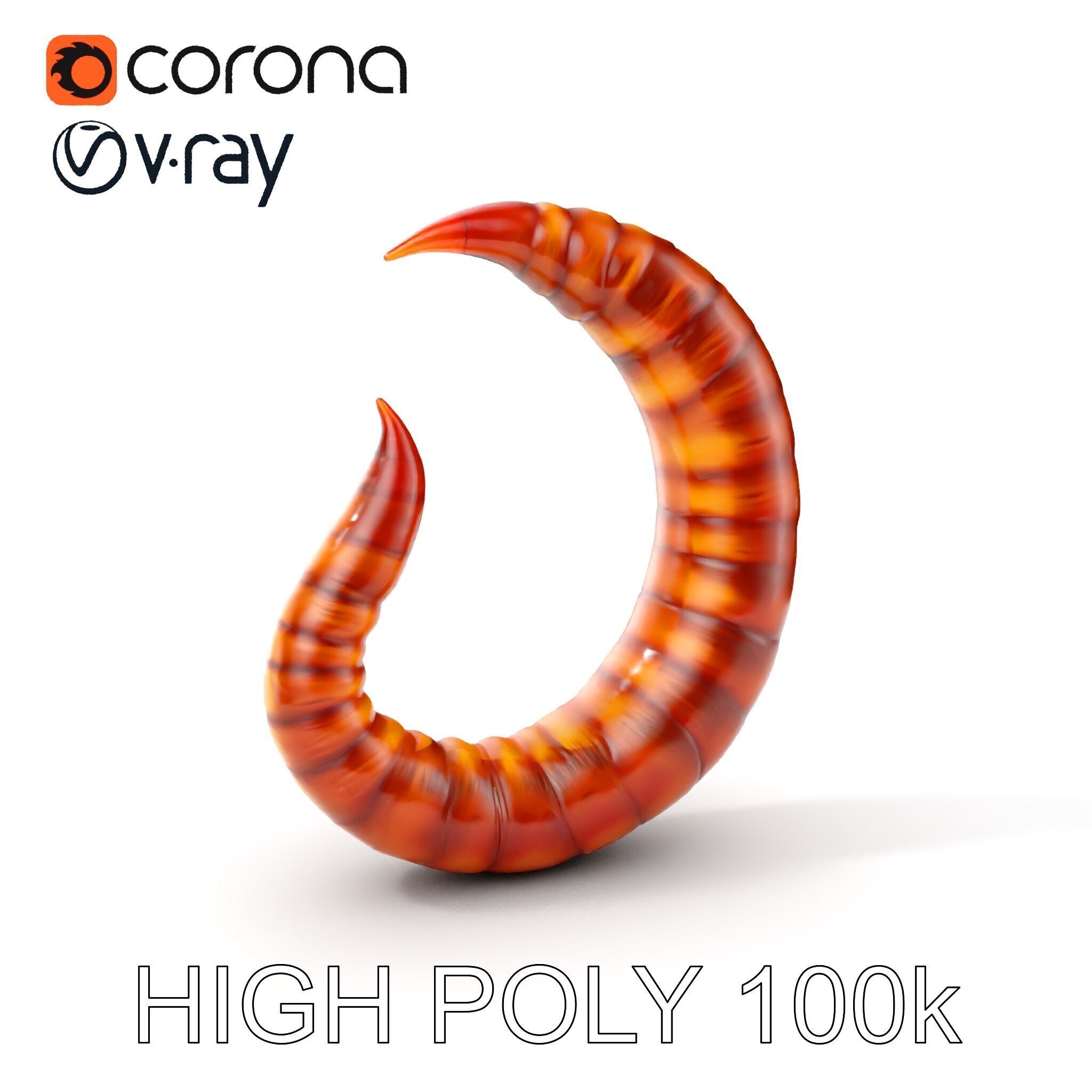 Segmented Creature Tail Model Pack Low-poly 3D model_8
