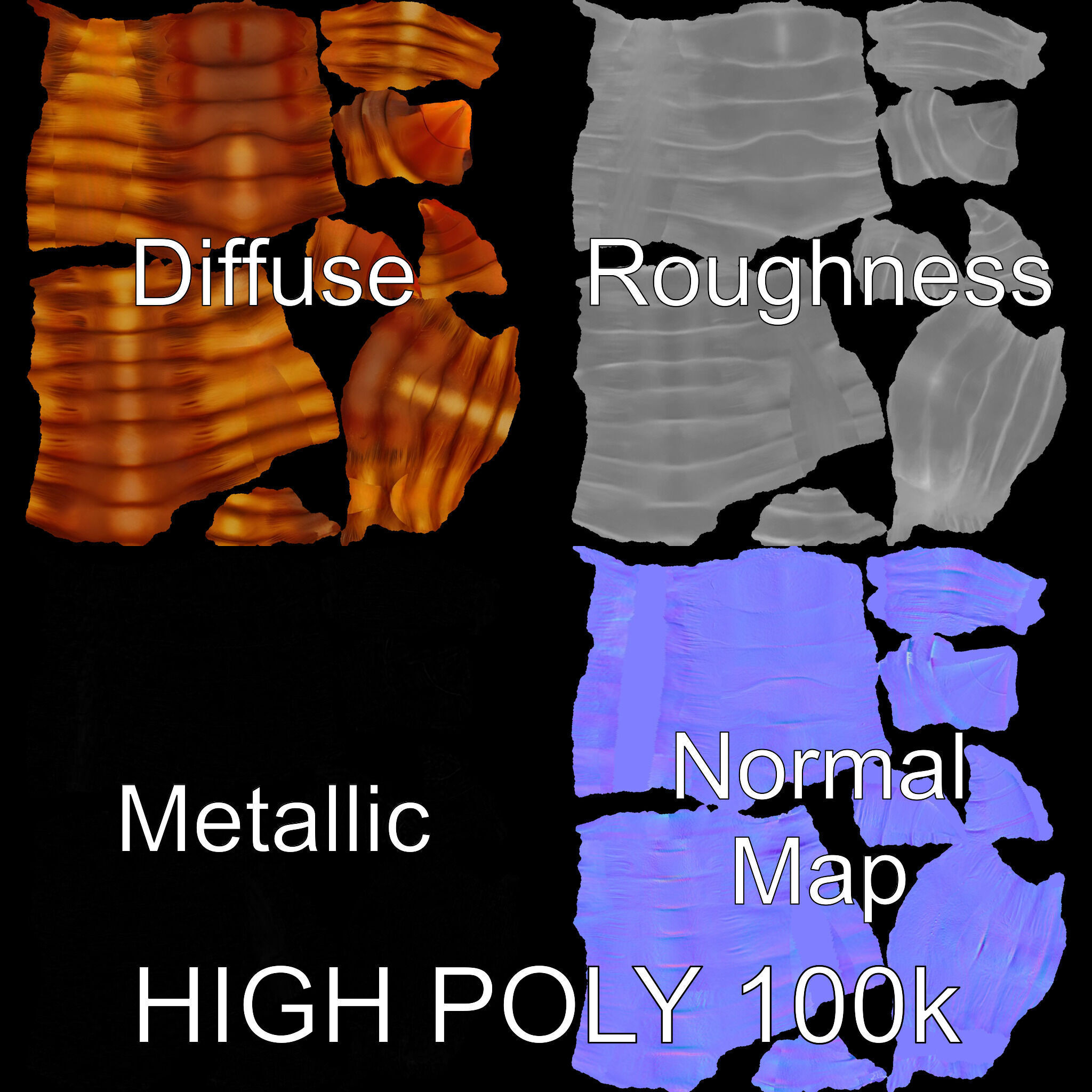 Segmented Creature Tail Model Pack Low-poly 3D model_3