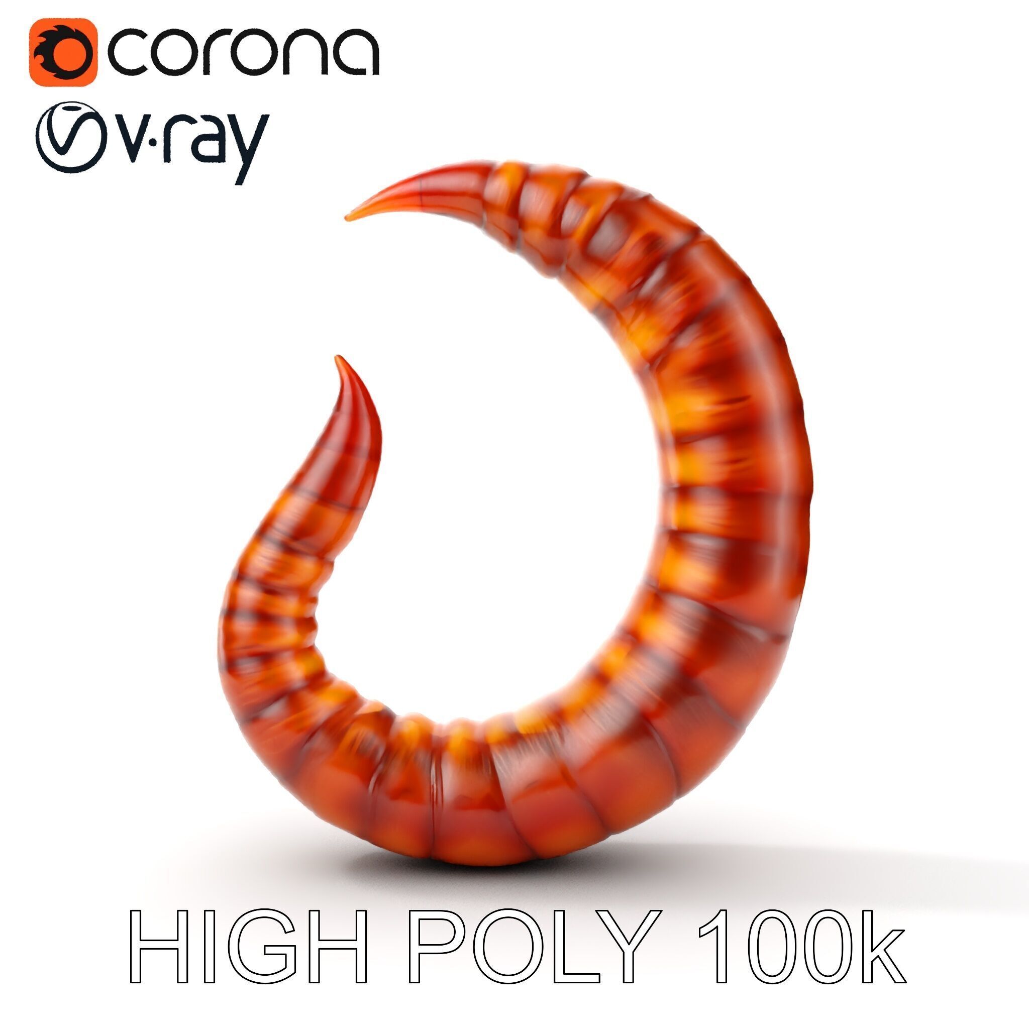 Segmented Creature Tail Model Pack Low-poly 3D model_32