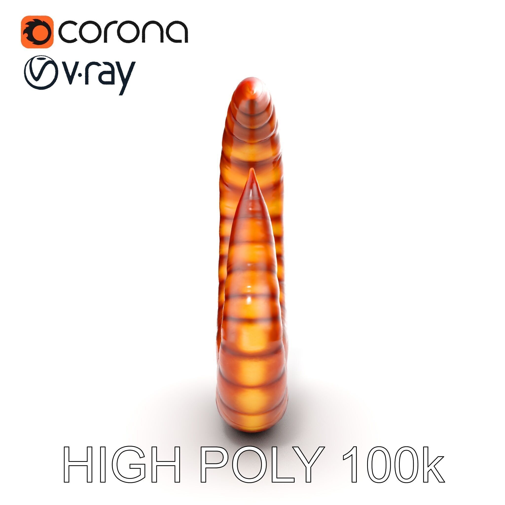 Segmented Creature Tail Model Pack Low-poly 3D model_16