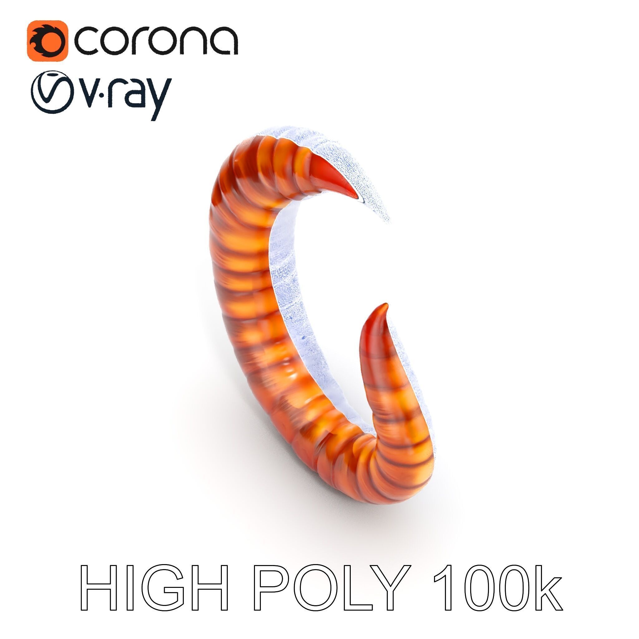 Segmented Creature Tail Model Pack Low-poly 3D model_12