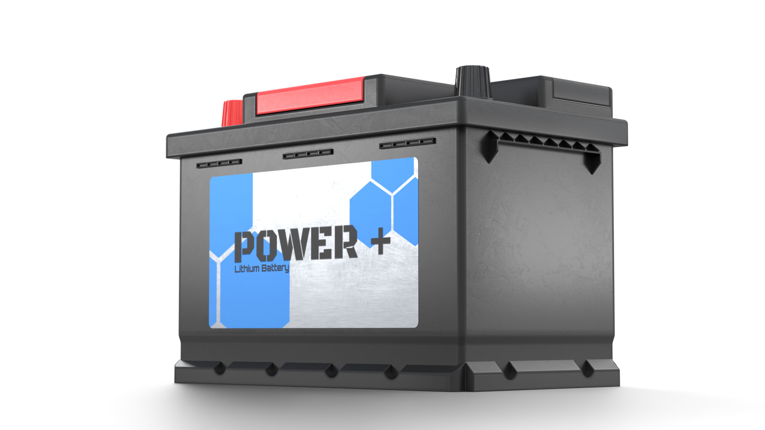 Lithium Car Battery Low-poly 3D model_1