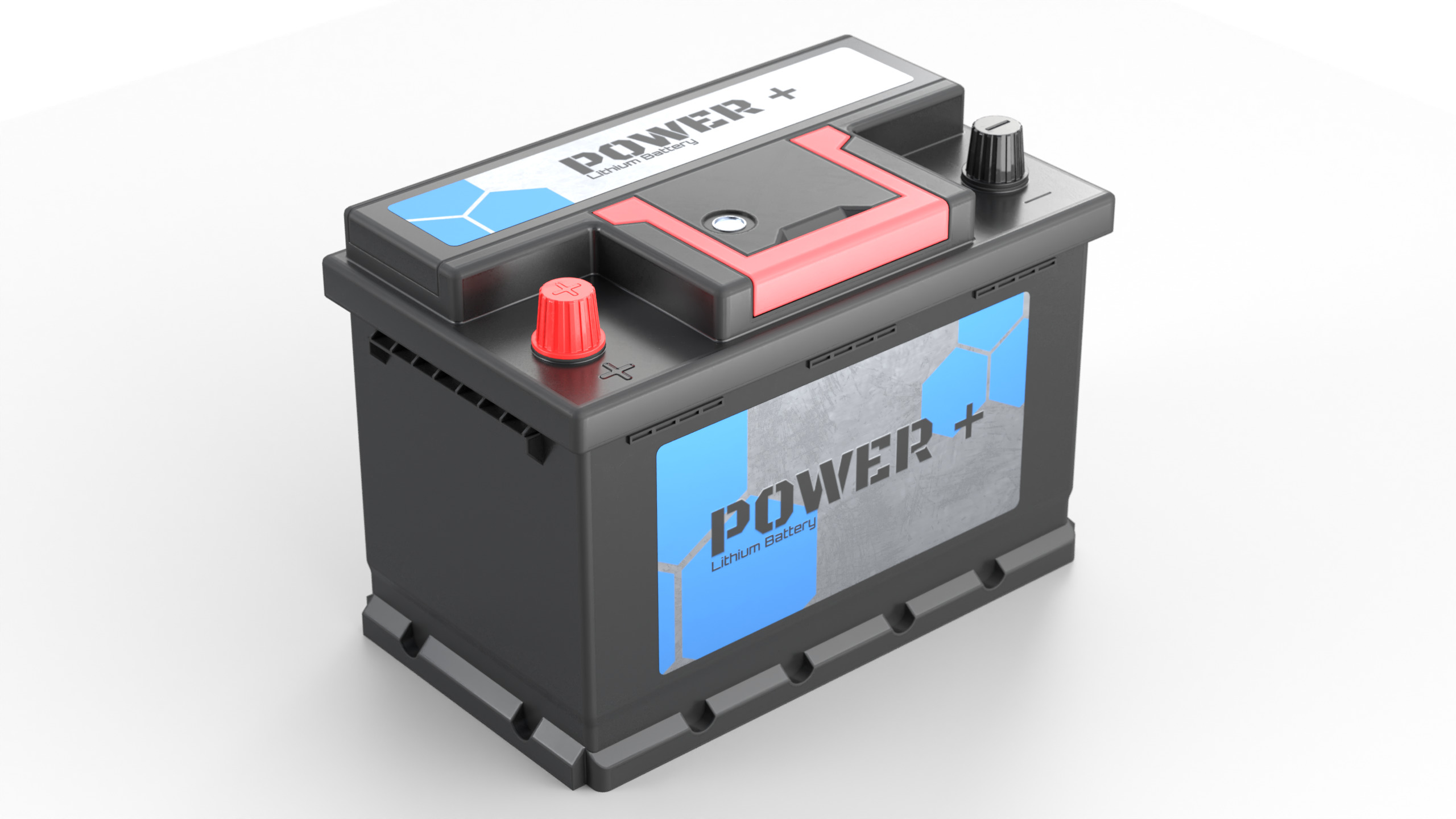 Lithium Car Battery Low-poly 3D model_3