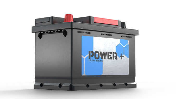 Lithium Car Battery Low-poly 3D model 3
