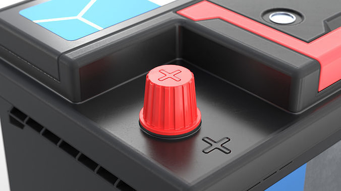 Lithium Car Battery Low-poly 3D model 6