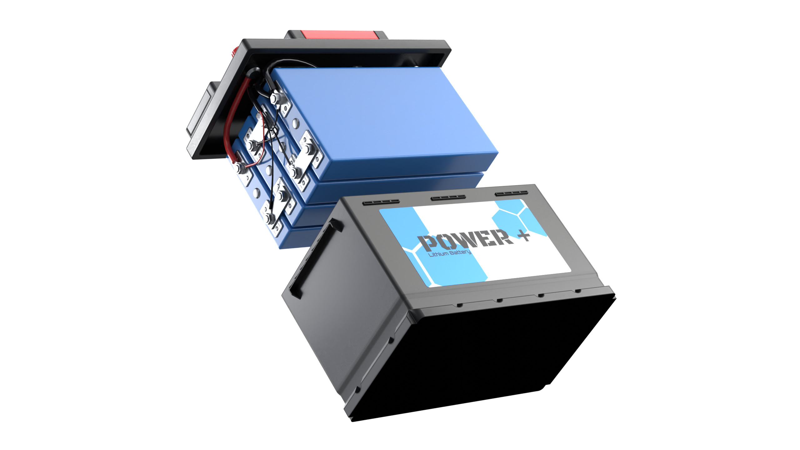 Lithium Car Battery Low-poly 3D model_8