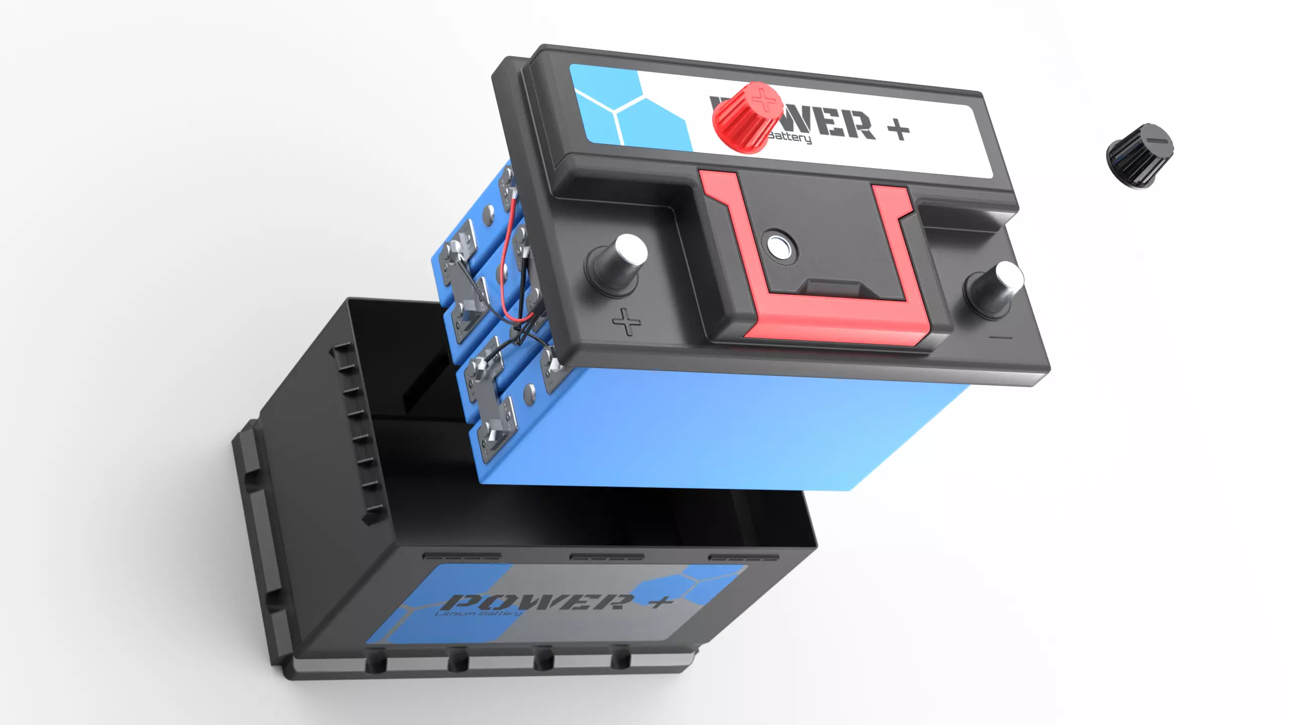 Lithium Car Battery Low-poly 3D model_0